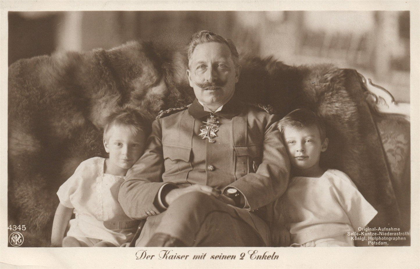 GERMAN KAISER WILHELM II w/ KIDS ANTIQUE REAL PHOTO POSTCARD RPPC