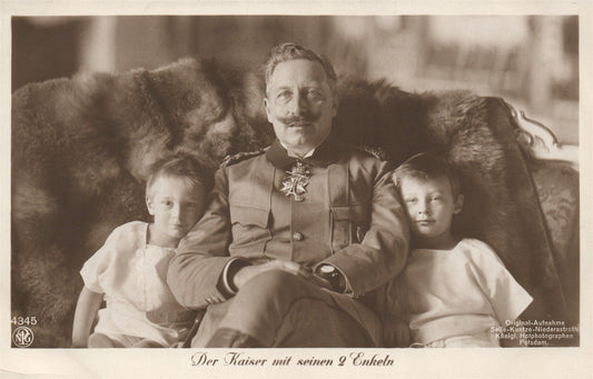 GERMAN KAISER WILHELM II w/ KIDS ANTIQUE REAL PHOTO POSTCARD RPPC
