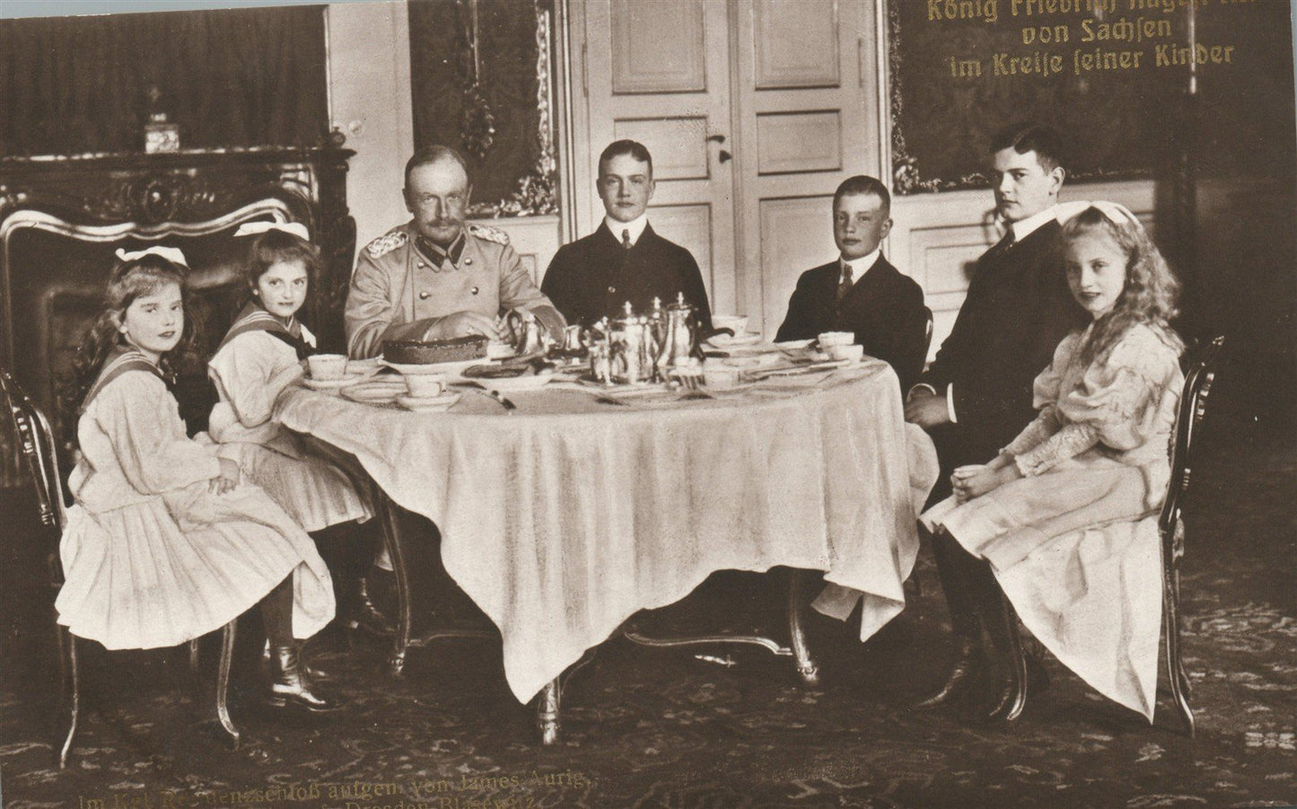 FREDERICK AUGUSTUS of SAXONY w/ FAMILY GERMAN ANTIQUE REAL PHOTO POSTCARD RPPC