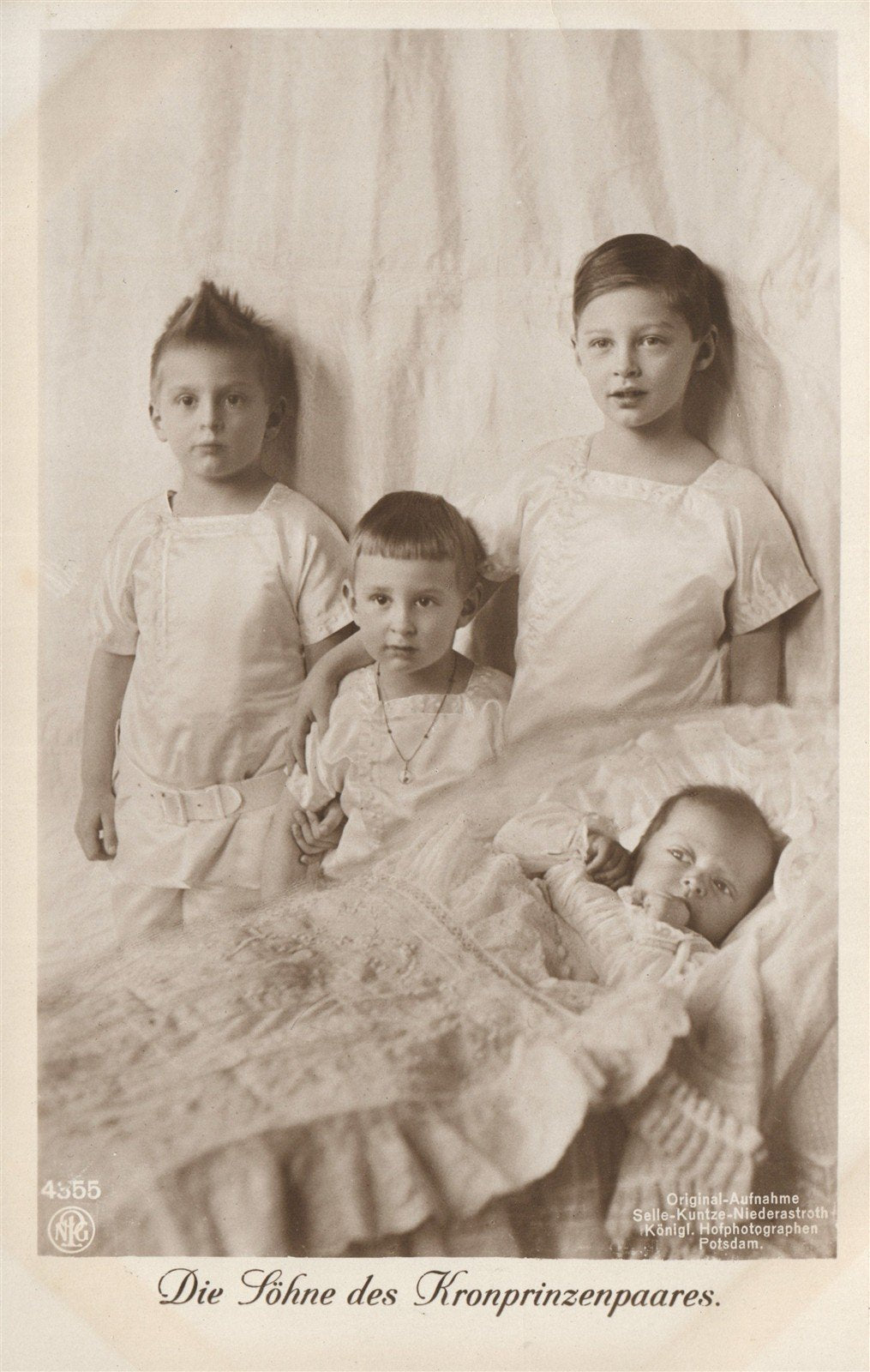 GERMAN CROWN PRINCE WILHELM 4 SONS ANTIQUE REAL PHOTO POSTCARD RPPC