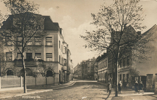 KIRCHBERG SA GERMANY STREET SCENE ANTIQUE REAL PHOTO POSTCARD RPPC