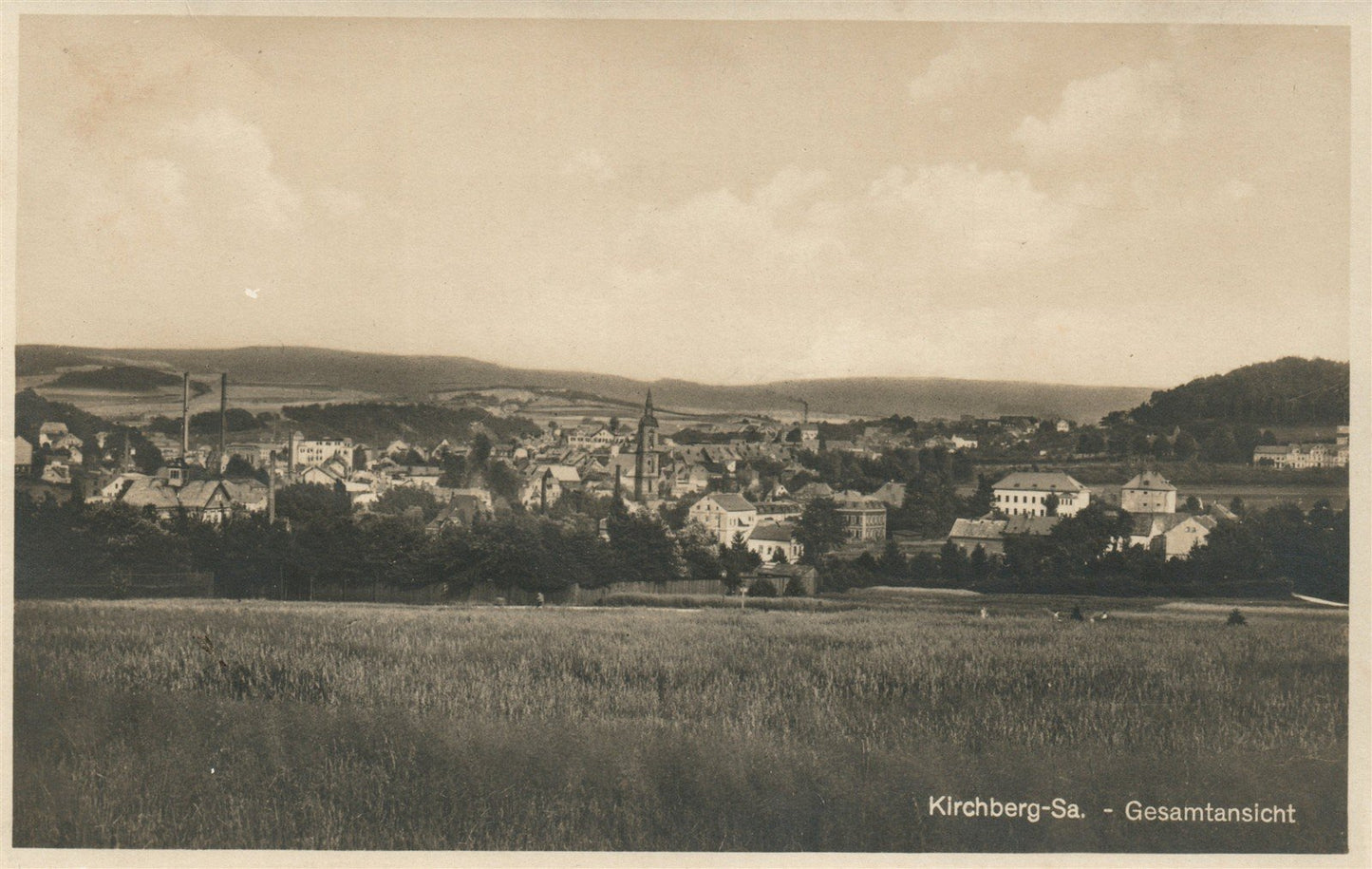 KIRCHBERG SA GERMANY GESAMPTANSICHT ANTIQUE REAL PHOTO POSTCARD RPPC