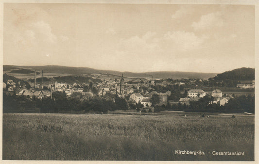 KIRCHBERG SA GERMANY GESAMPTANSICHT ANTIQUE REAL PHOTO POSTCARD RPPC