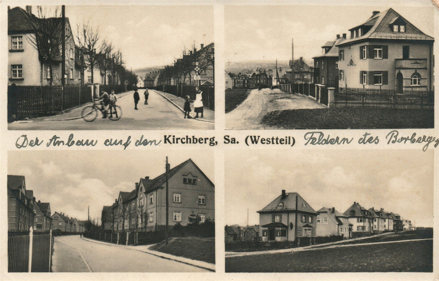 KIRCHBERG SA GERMANY 4 STREET VIEWS ANTIQUE REAL PHOTO POSTCARD RPPC