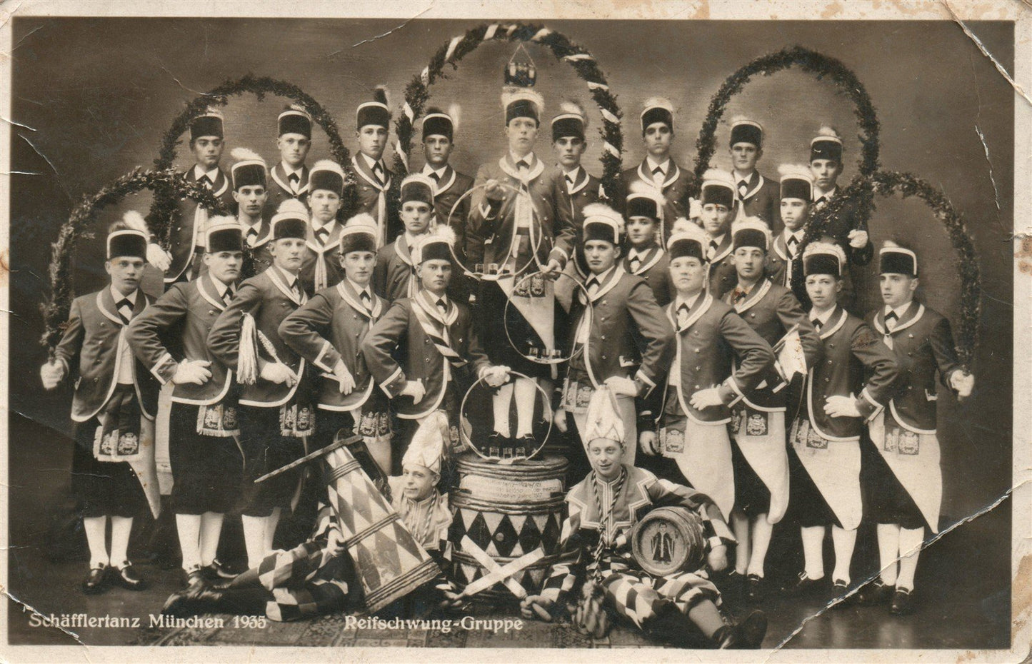MUNCHEN GERMANY DANCE GROUP ANTIQUE REAL PHOTO POSTCARD RPPC