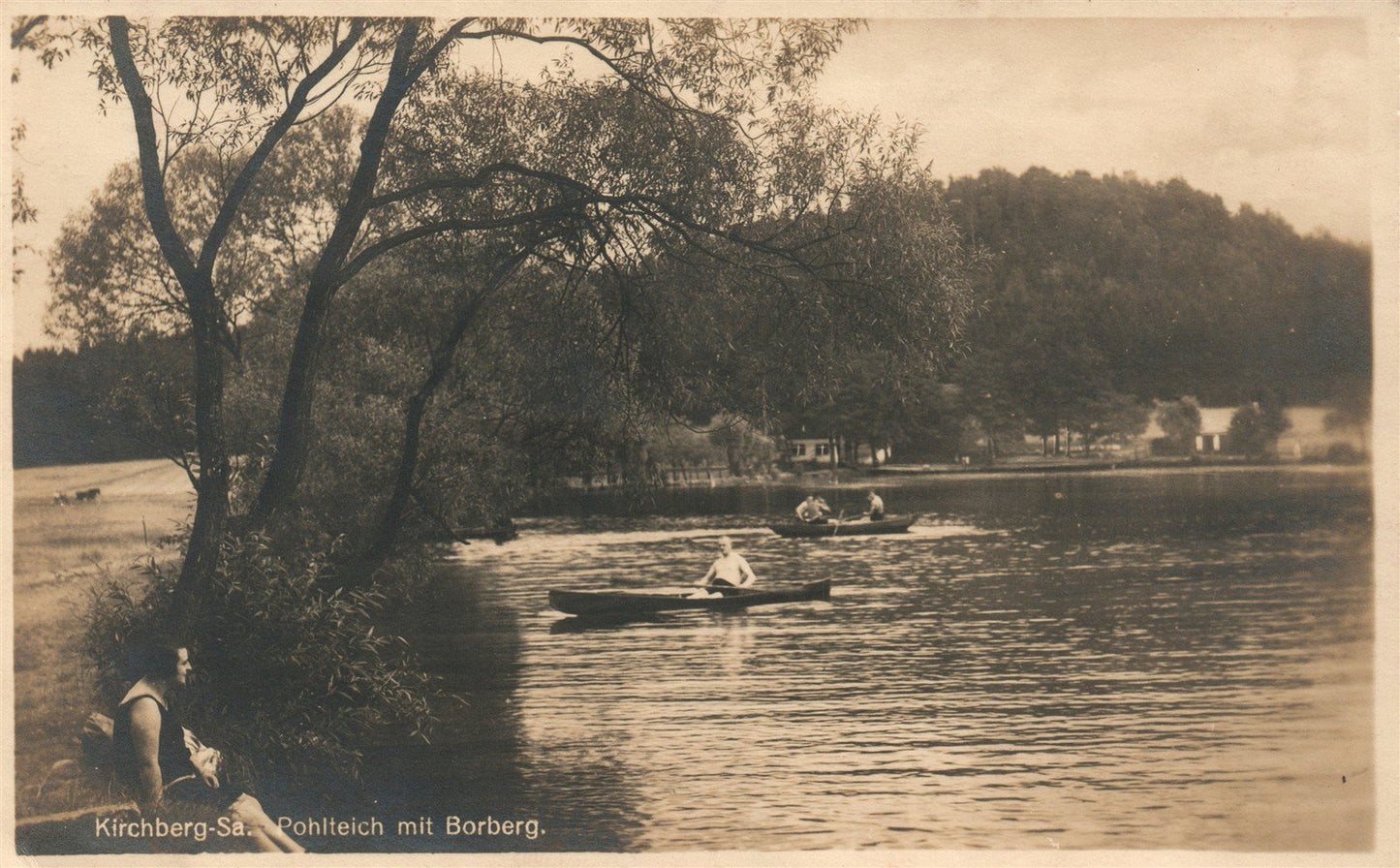KIRCHBERG SA POHLTEICH mit BORBERG GERMANY ANTIQUE REAL PHOTO POSTCARD RPPC
