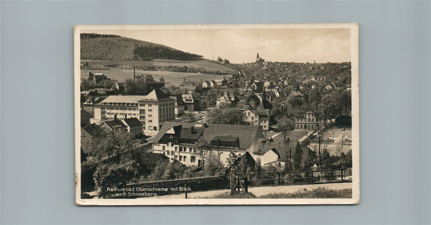 RADIUMBAD OBERSCHLEMA mit BLOCK GERMANY ANTIQUE REAL PHOTO POSTCARD RPPC