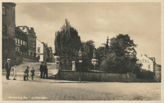 KIRCHBERG SA LUTHERPLATZ GERMANY ANTIQUE REAL PHOTO POSTCARD RPPC