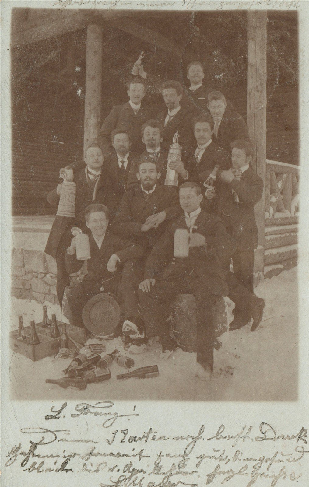 WINE DRINKERS GERMANY ANTIQUE REAL PHOTO POSTCARD RPPC