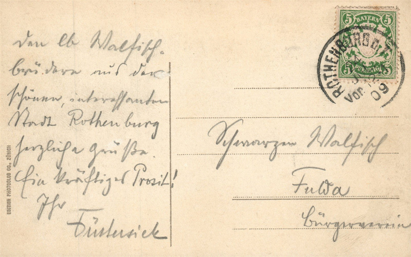 ROTHENBURG GERMANY ANTIQUE POSTCARD