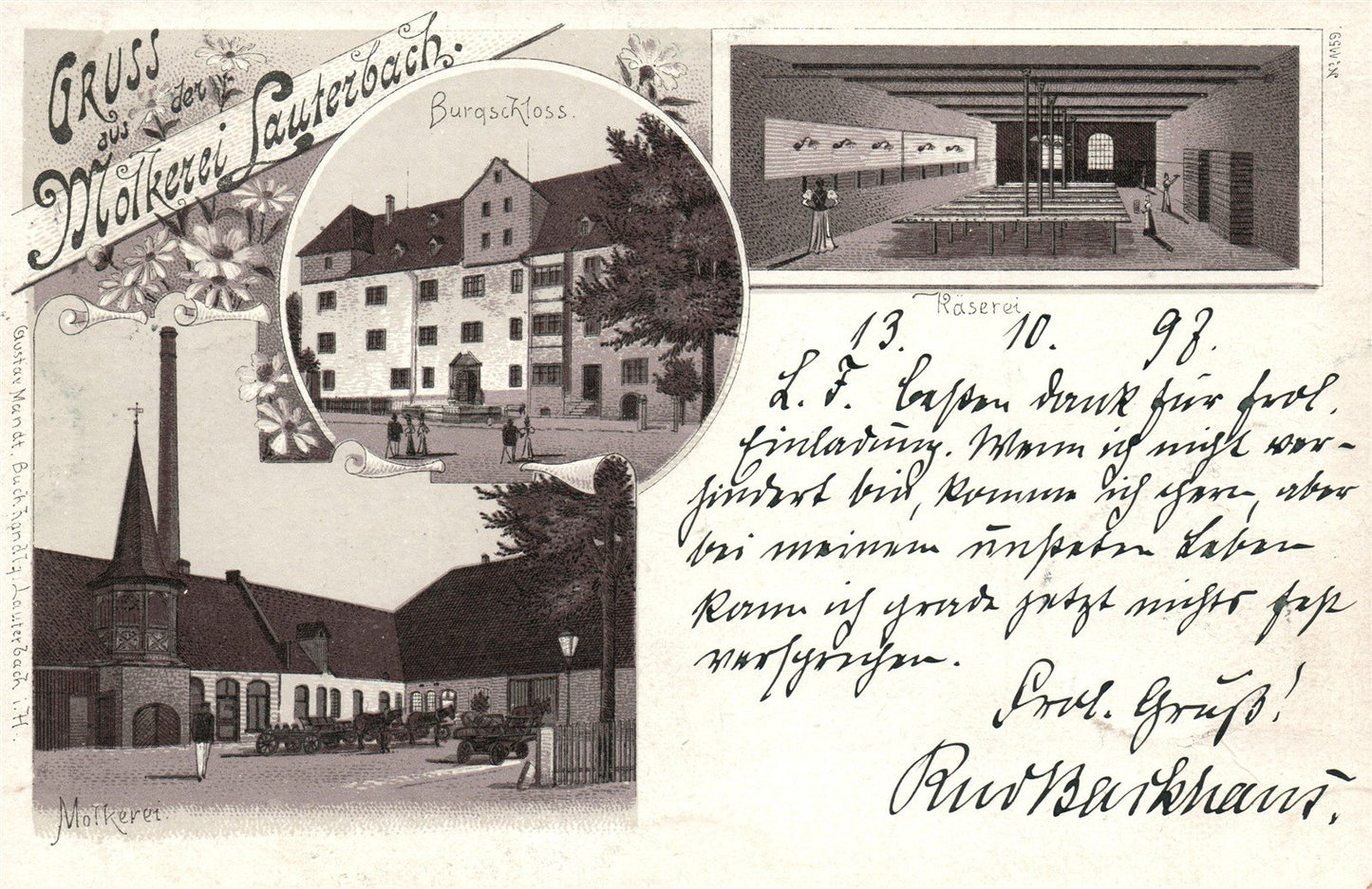 gruss aus der MOLKEREI LAUTERBACH GERMANY ANTIQUE POSTCARD