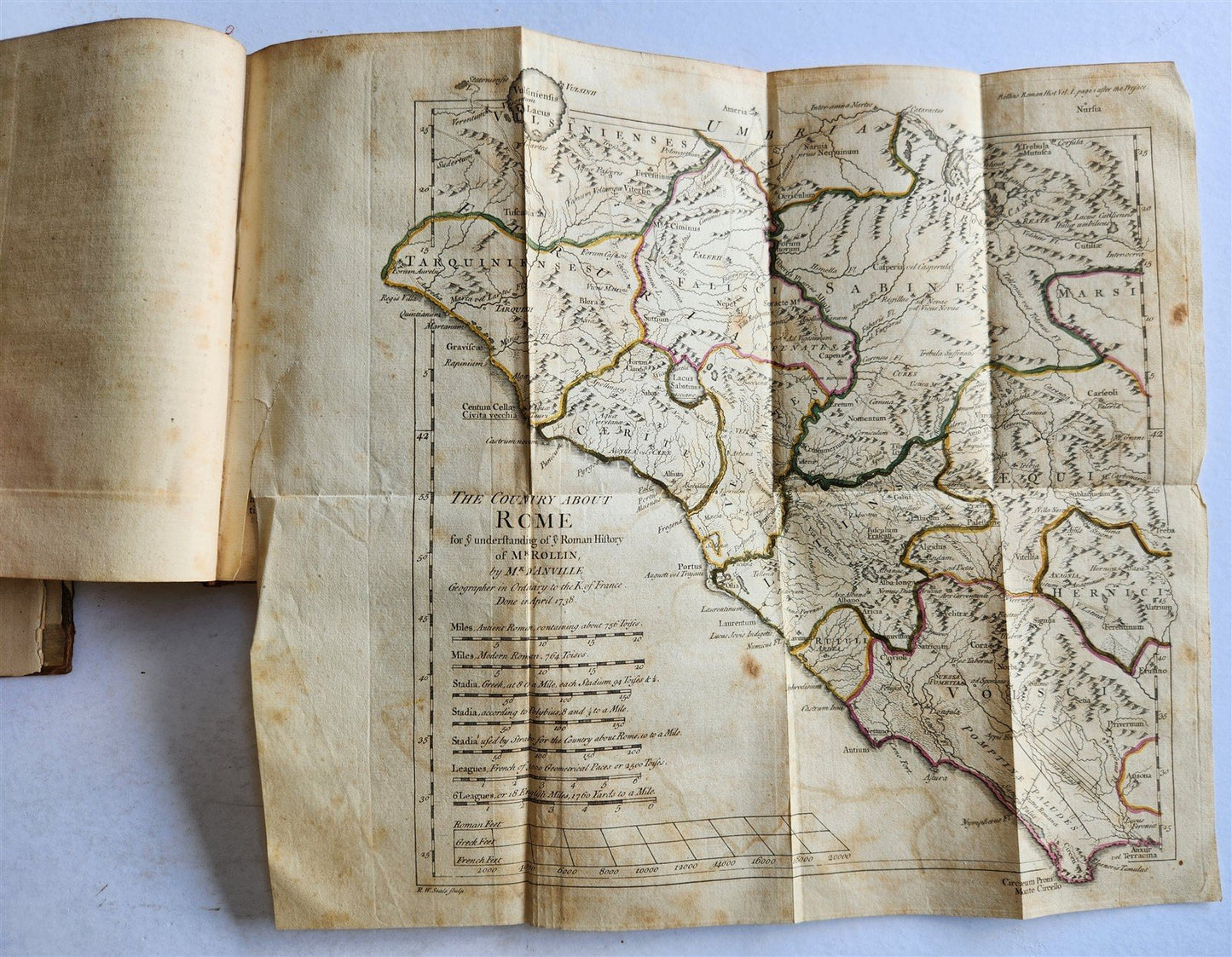1754 ROMAN HISTORY by ROLLIN 12 VOLUMES antique ILLUSTRATED w/ MAPS