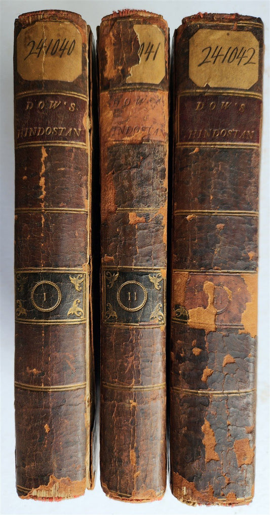 1792 HISTORY of HINDOSTAN 3 VOLUMES antique ILLUSTRATED w/ PLATES & MAP