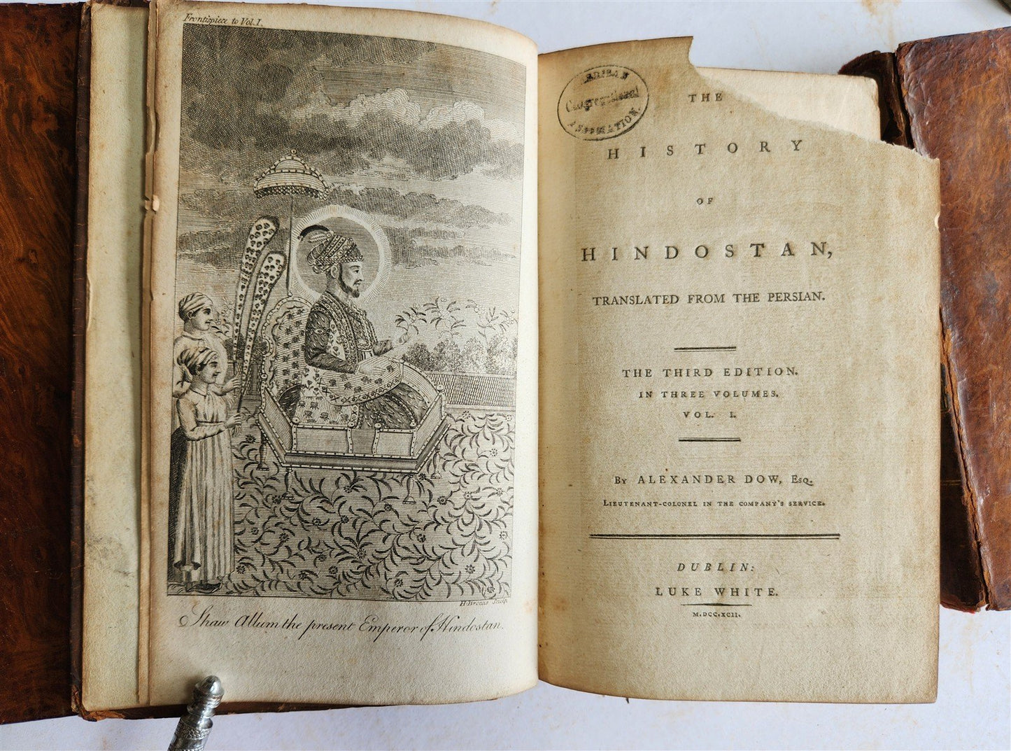 1792 HISTORY of HINDOSTAN 3 VOLUMES antique ILLUSTRATED w/ PLATES & MAP
