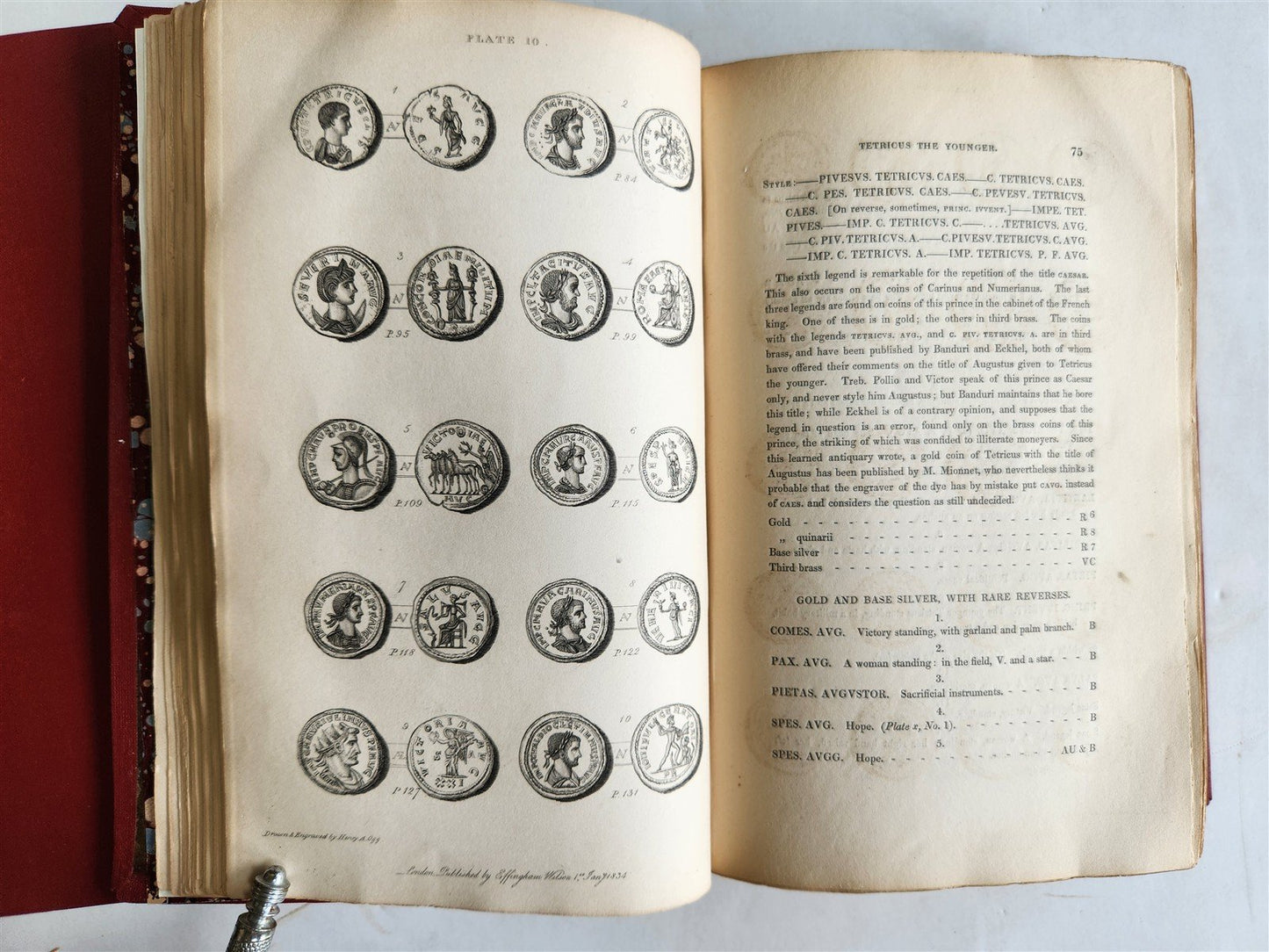 1834 DESCRIPTIVE CATALOGUE of RARE ROMAN COINS by AKERMAN antique ILLUSTRATED