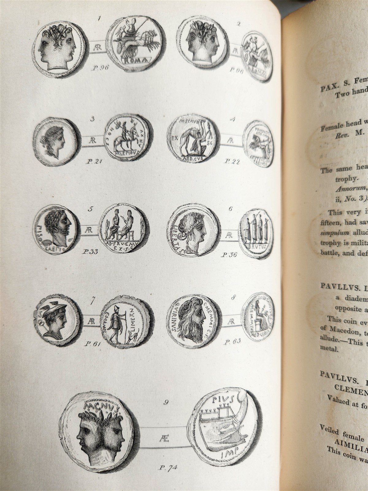 1834 DESCRIPTIVE CATALOGUE of RARE ROMAN COINS by AKERMAN antique ILLUSTRATED