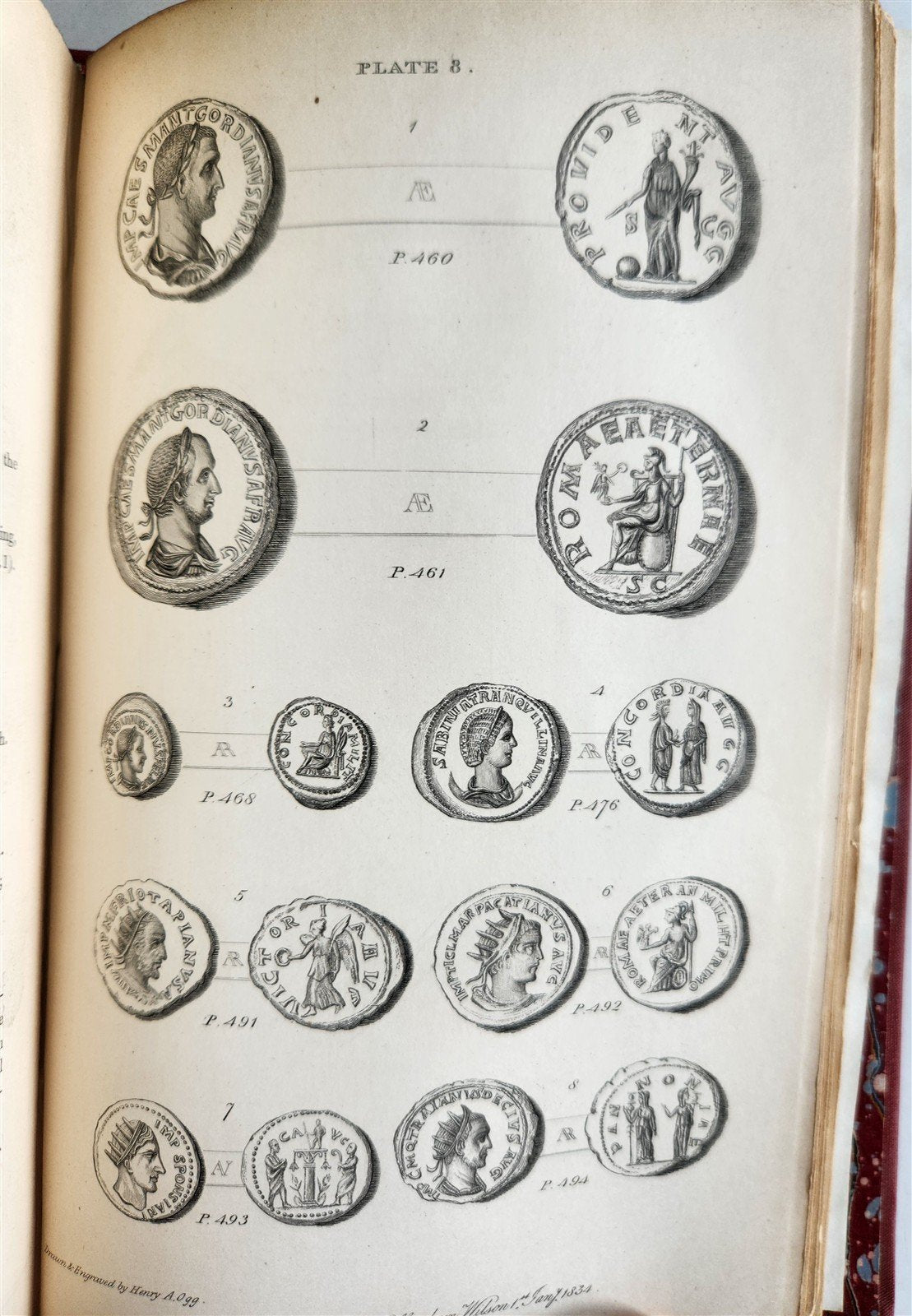 1834 DESCRIPTIVE CATALOGUE of RARE ROMAN COINS by AKERMAN antique ILLUSTRATED