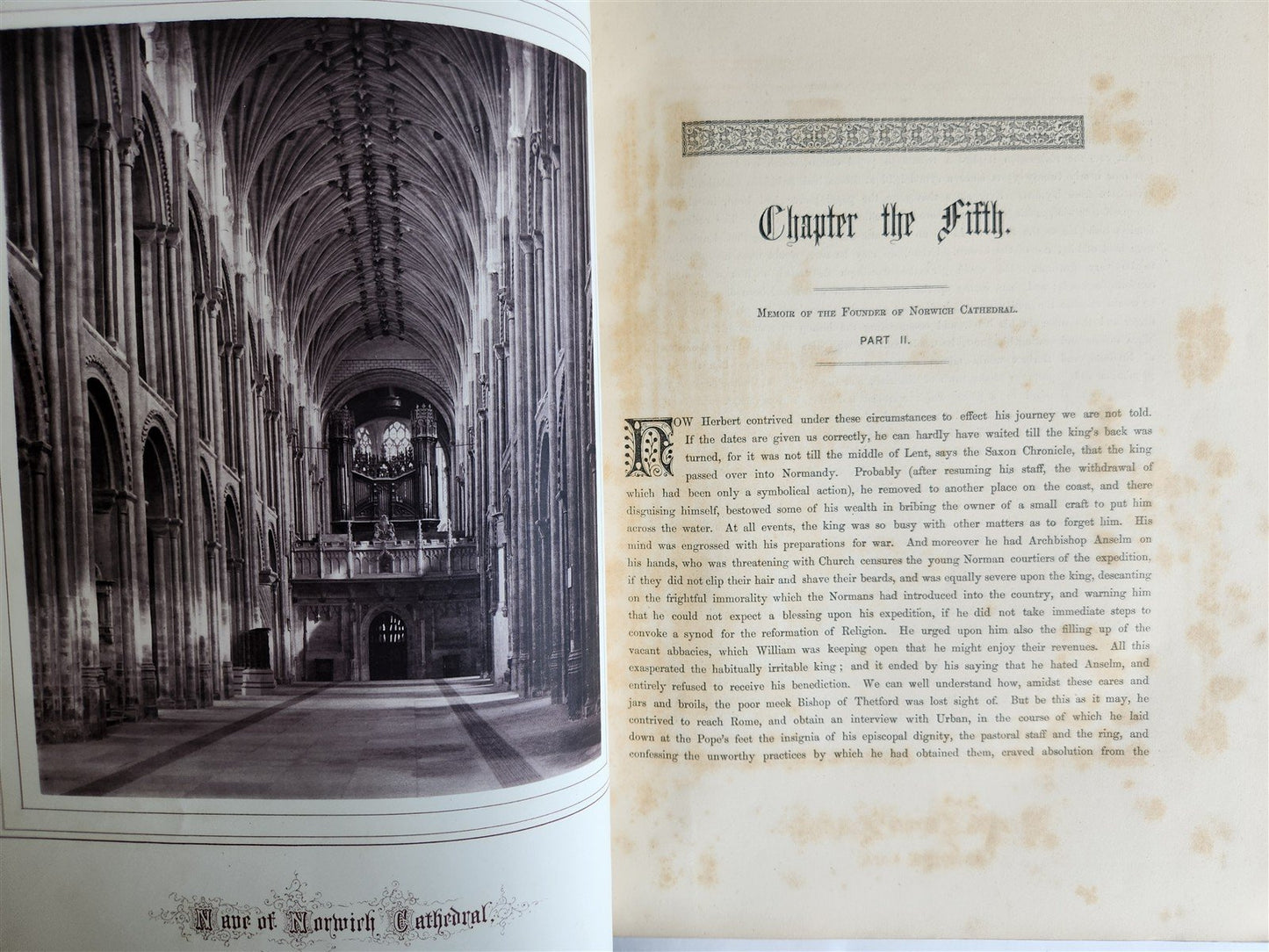 1876 ANCIENT SCULPTURES in ROOF of NORWICH CATHEDRAL antique ILLUSTRATED FOLIO