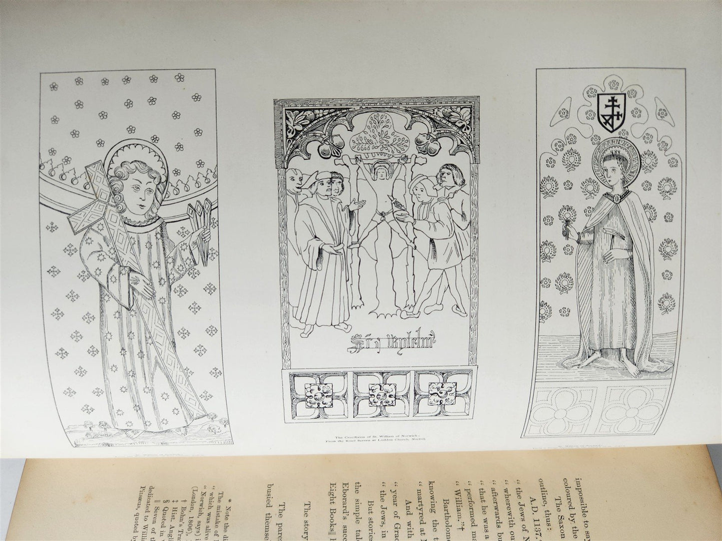 1876 ANCIENT SCULPTURES in ROOF of NORWICH CATHEDRAL antique ILLUSTRATED FOLIO