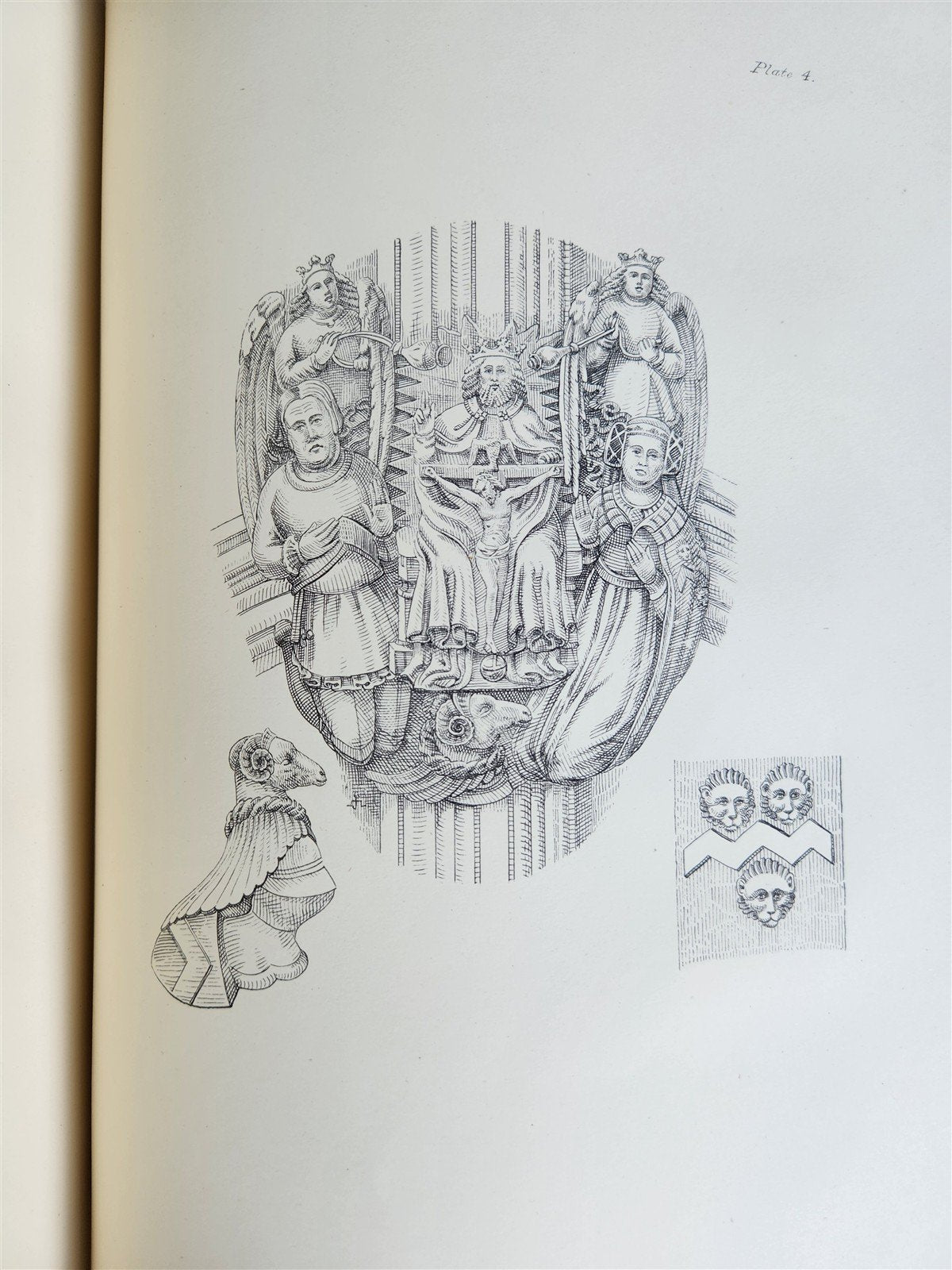 1876 ANCIENT SCULPTURES in ROOF of NORWICH CATHEDRAL antique ILLUSTRATED FOLIO