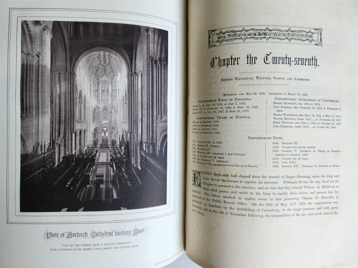 1876 ANCIENT SCULPTURES in ROOF of NORWICH CATHEDRAL antique ILLUSTRATED FOLIO