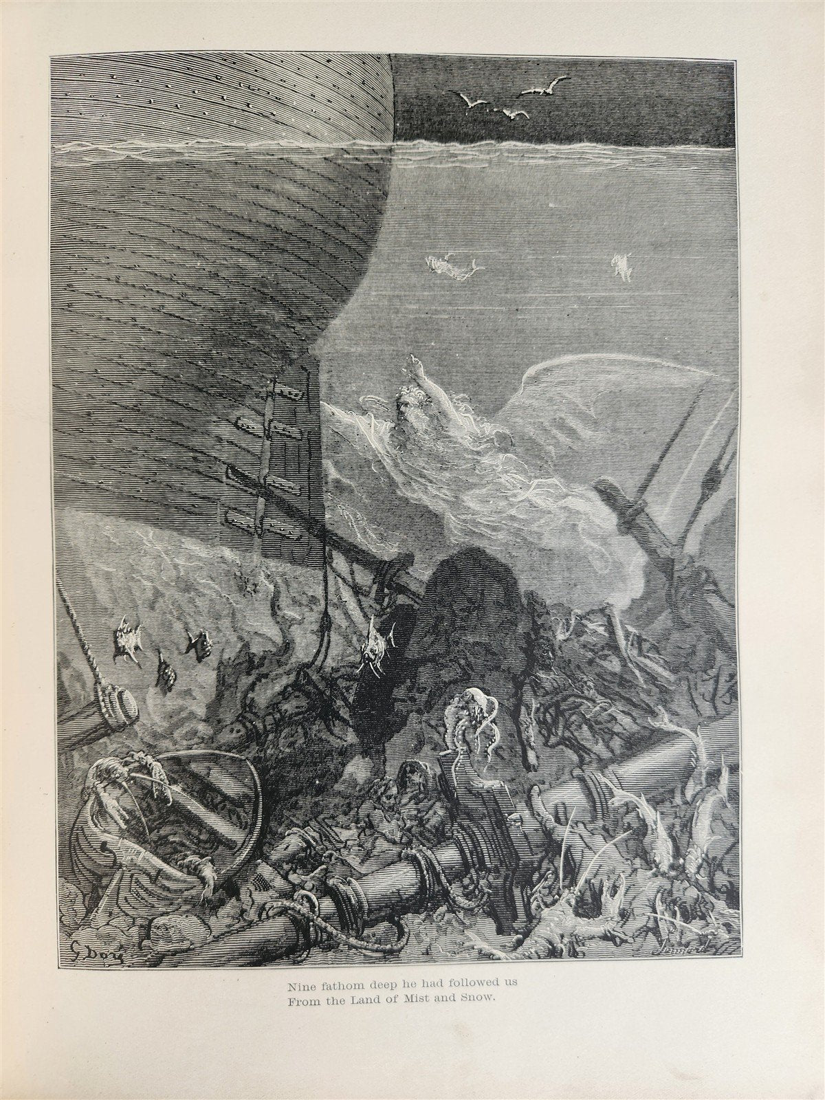 1889 THE RIME of ANCIENT MARINER ILLUSTRATED by GUSTAVE DORE antique in ENGLISH