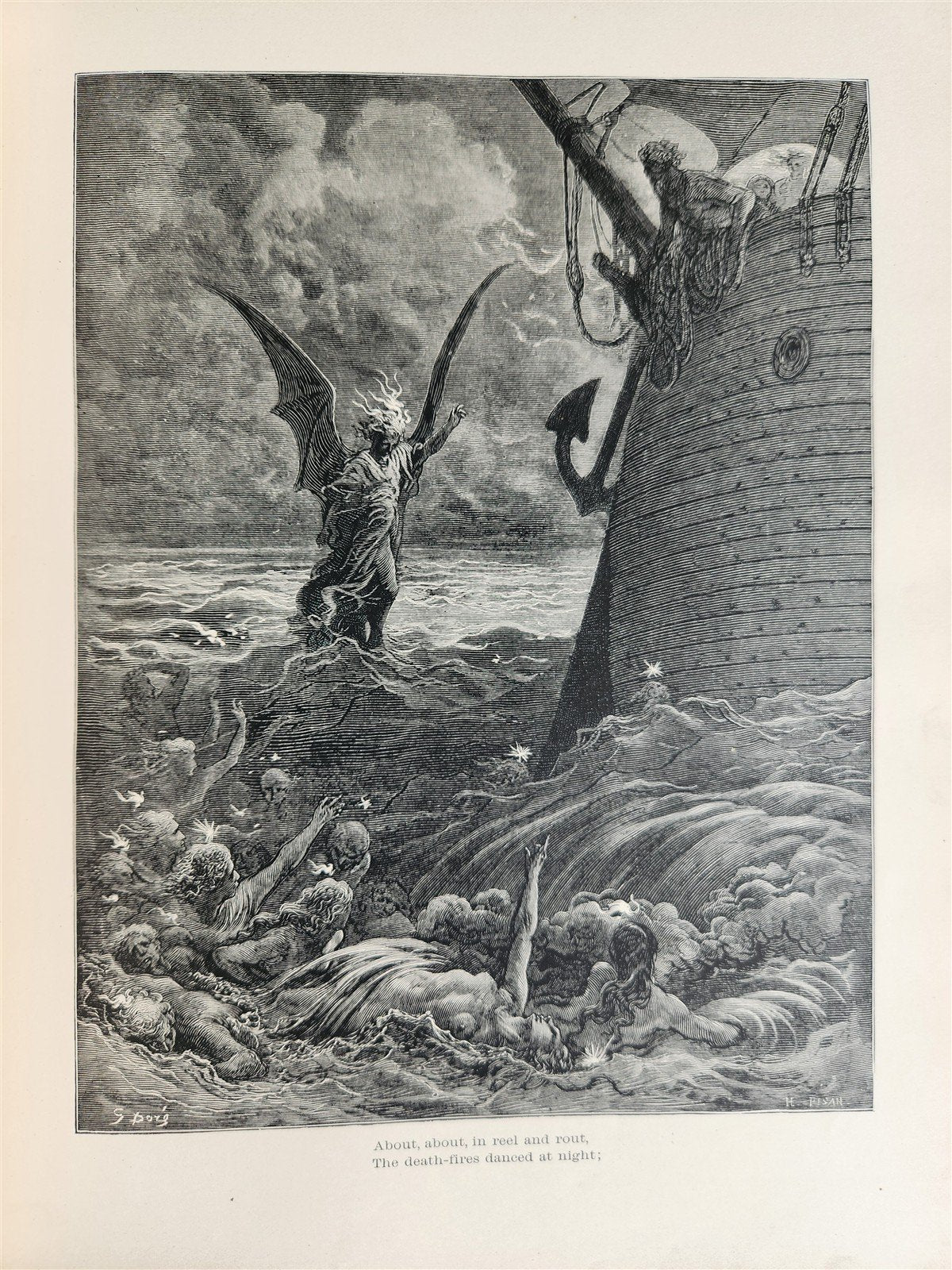 1889 THE RIME of ANCIENT MARINER ILLUSTRATED by GUSTAVE DORE antique in ENGLISH