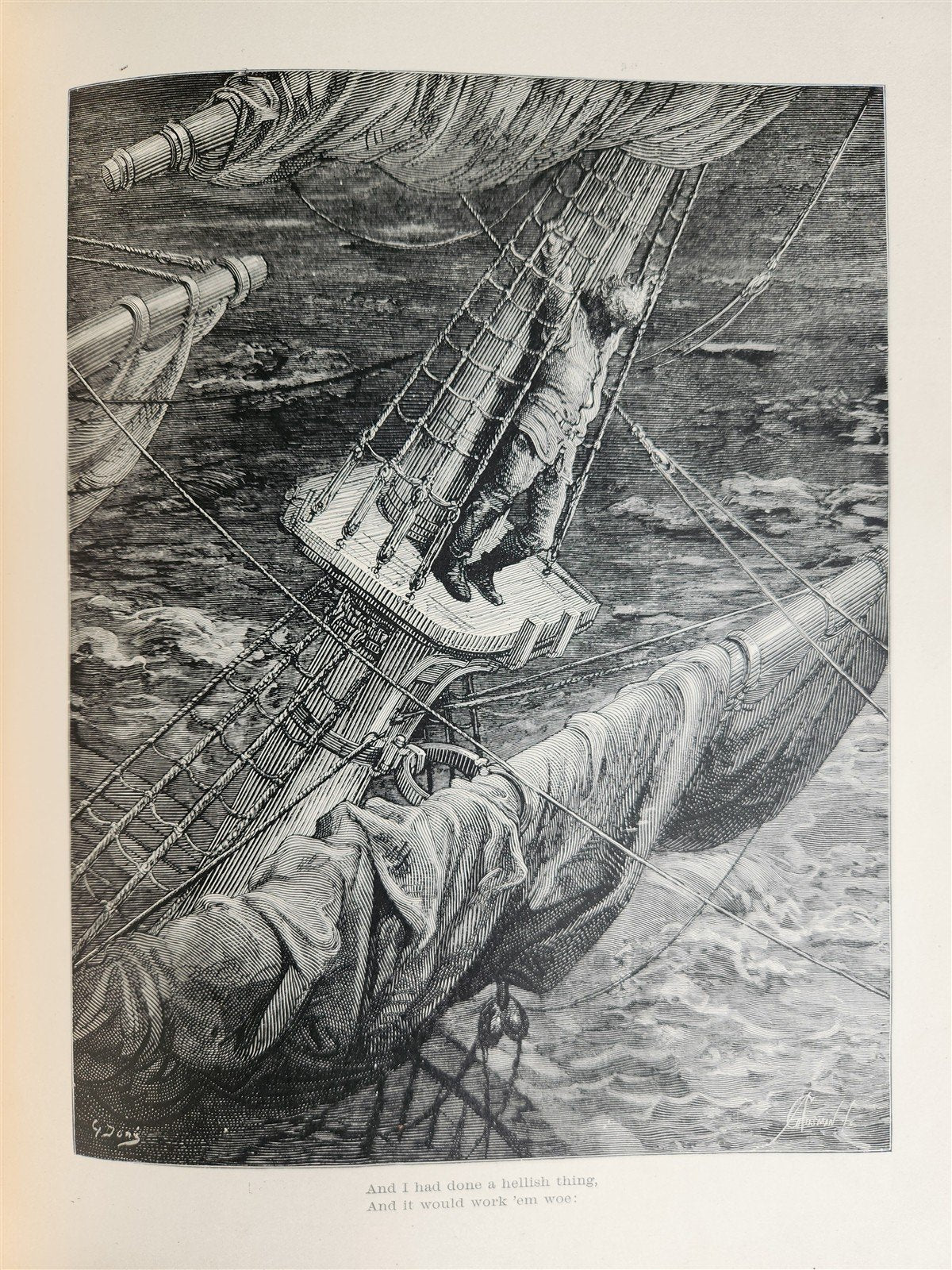 1889 THE RIME of ANCIENT MARINER ILLUSTRATED by GUSTAVE DORE antique in ENGLISH