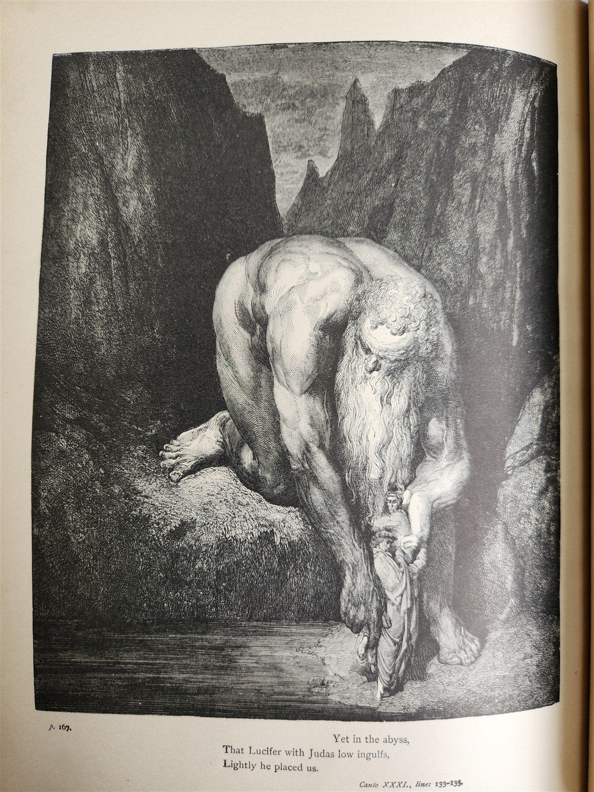 1880s DANTE'S INFERNO BEAUTIFULLY ILLUSTRATED by GUSTAVE DORE antique FOLIO