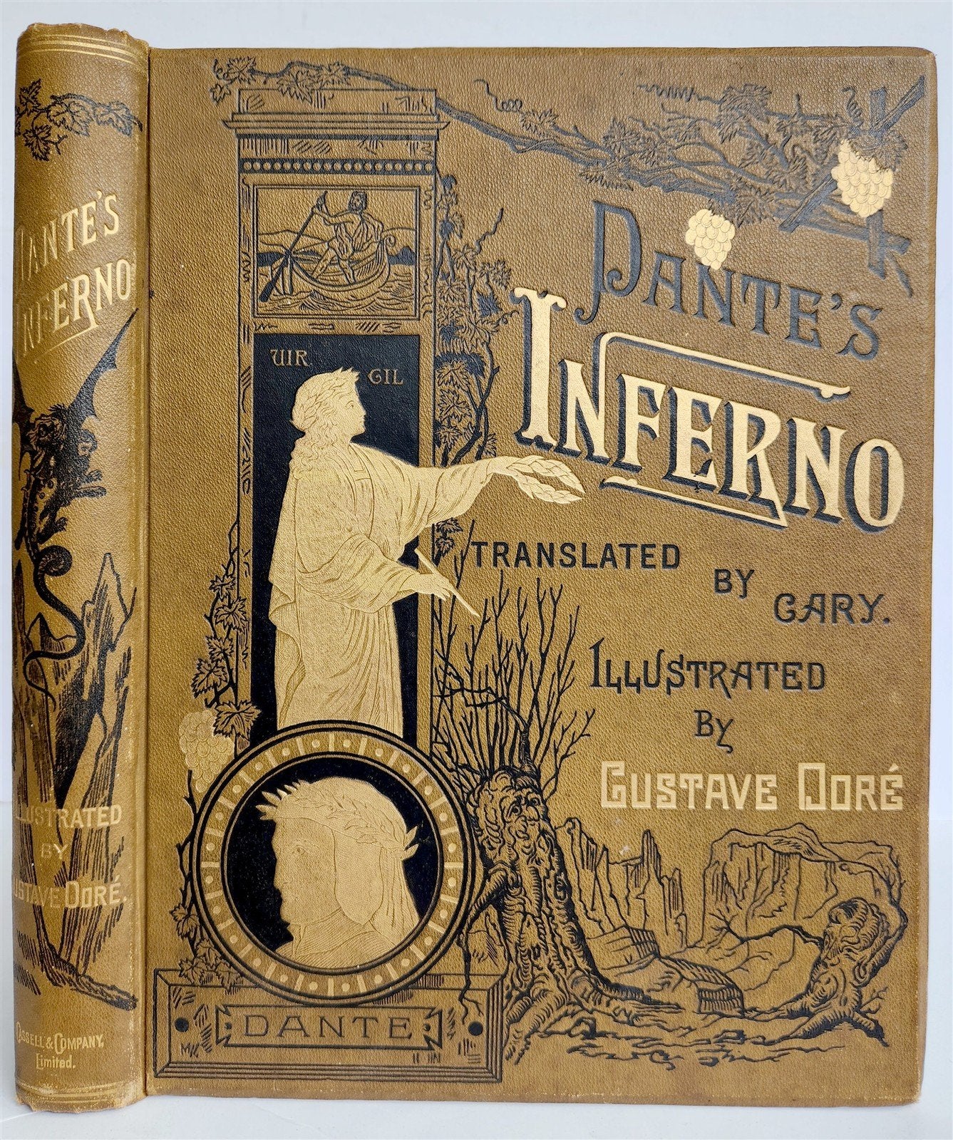 1880s DANTE'S INFERNO BEAUTIFULLY ILLUSTRATED by GUSTAVE DORE antique FOLIO