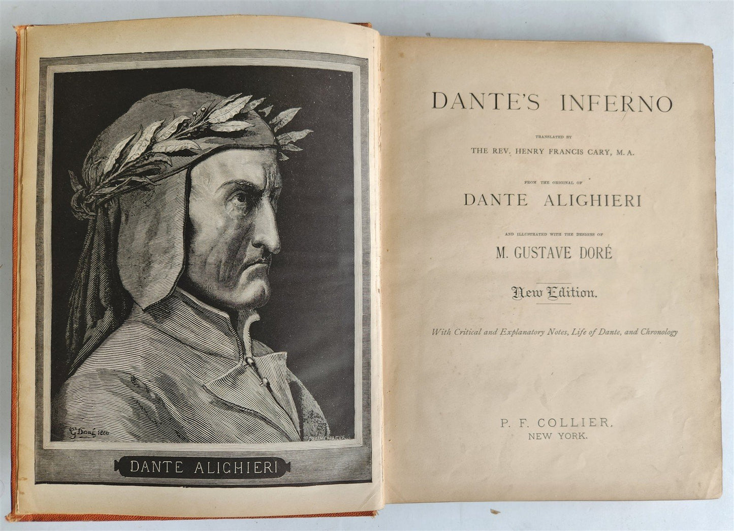 1880s DANTE'S INFERNO ILLUSTRATED by GUSTAVE DORE antique FOLIO