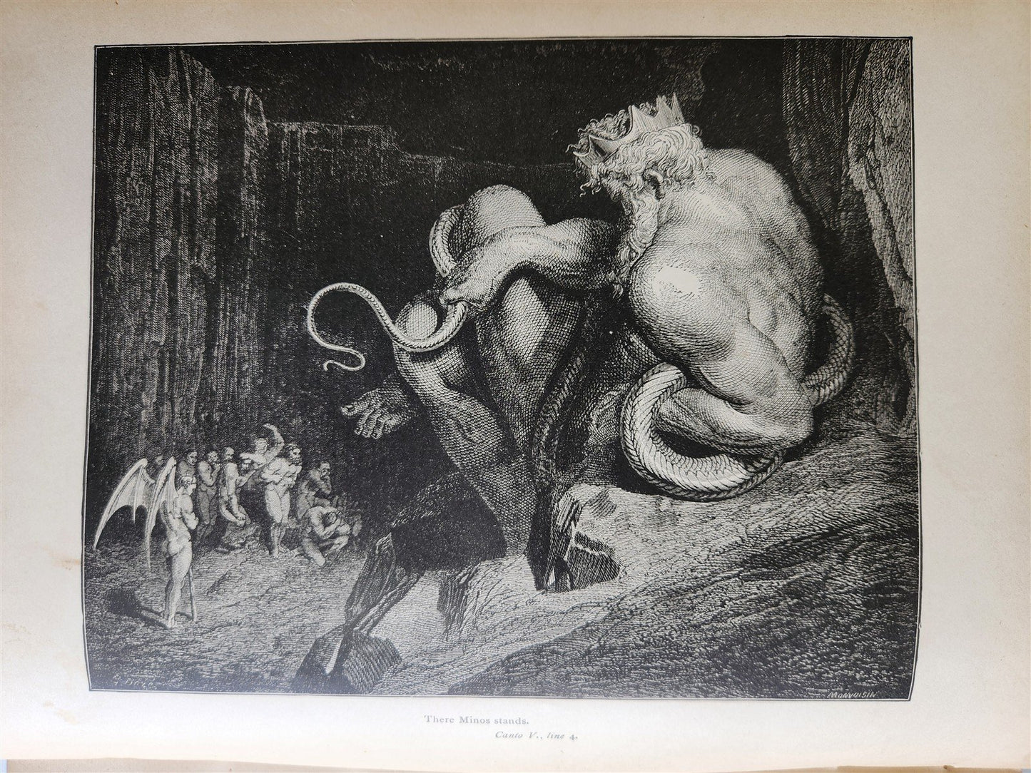 1880s DANTE'S INFERNO ILLUSTRATED by GUSTAVE DORE antique FOLIO