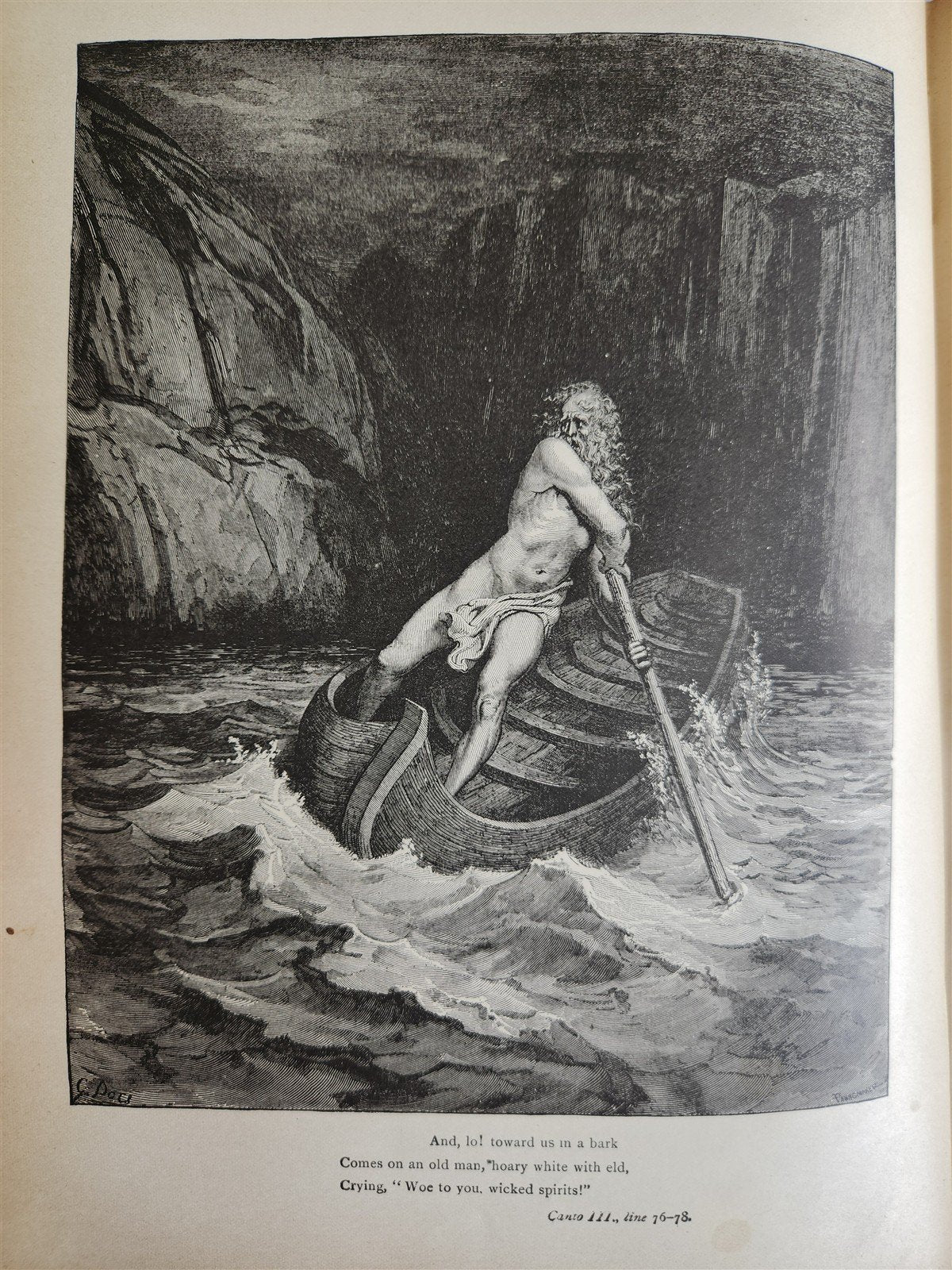 1880s DANTE'S INFERNO ILLUSTRATED by GUSTAVE DORE antique FOLIO