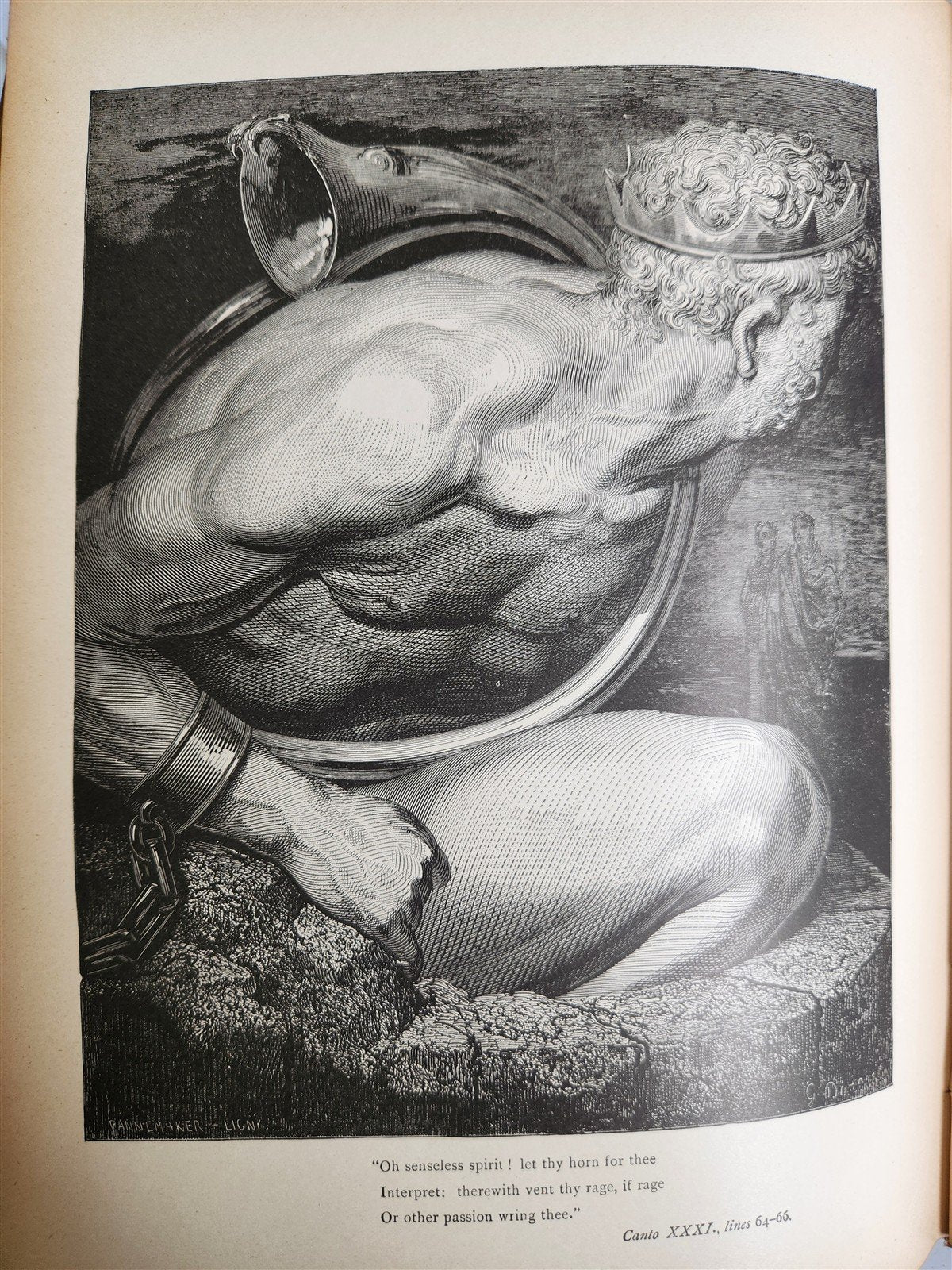 1880s DANTE'S INFERNO ILLUSTRATED by GUSTAVE DORE antique FOLIO