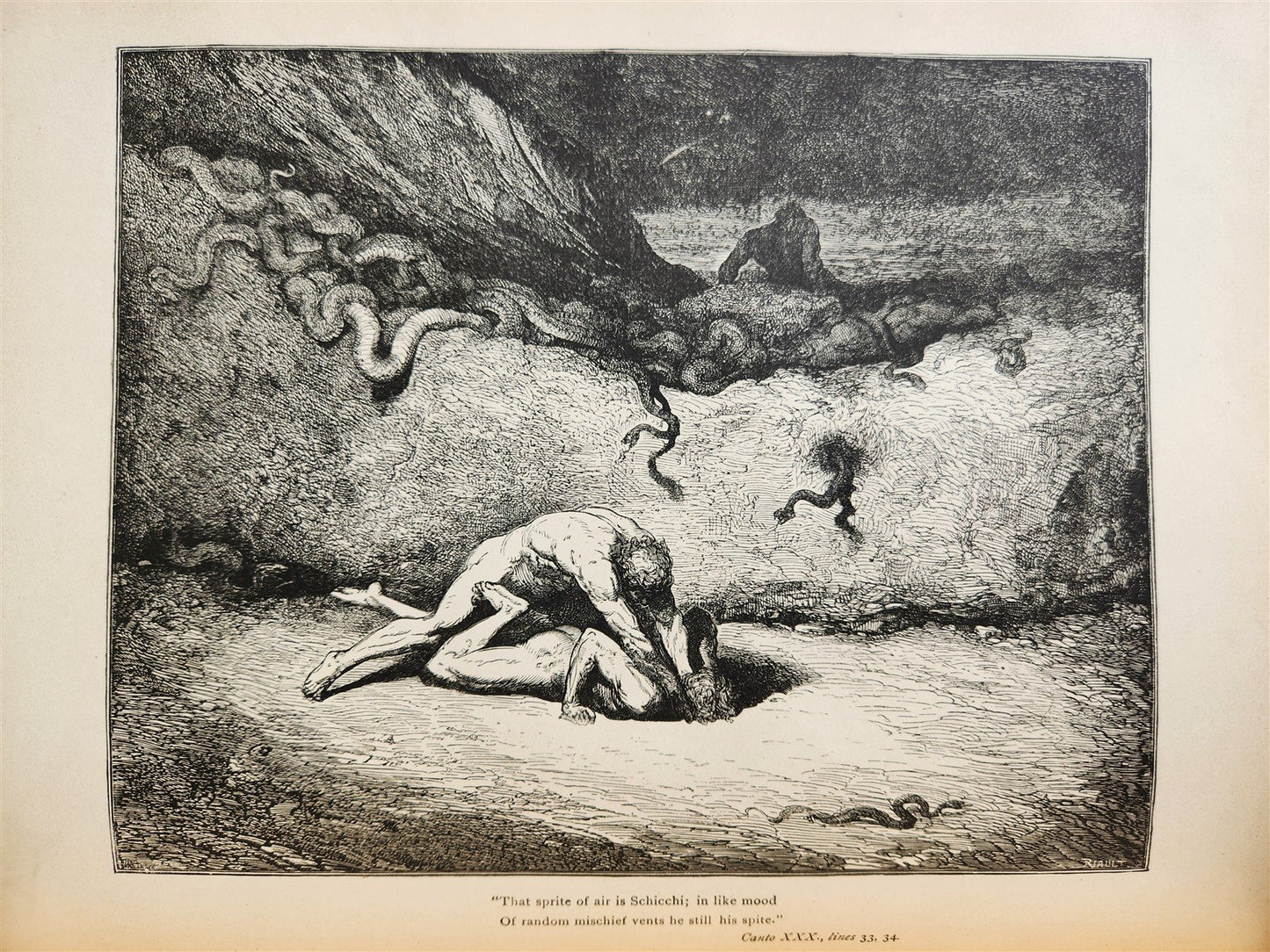1880s DANTE'S INFERNO ILLUSTRATED by GUSTAVE DORE antique FOLIO