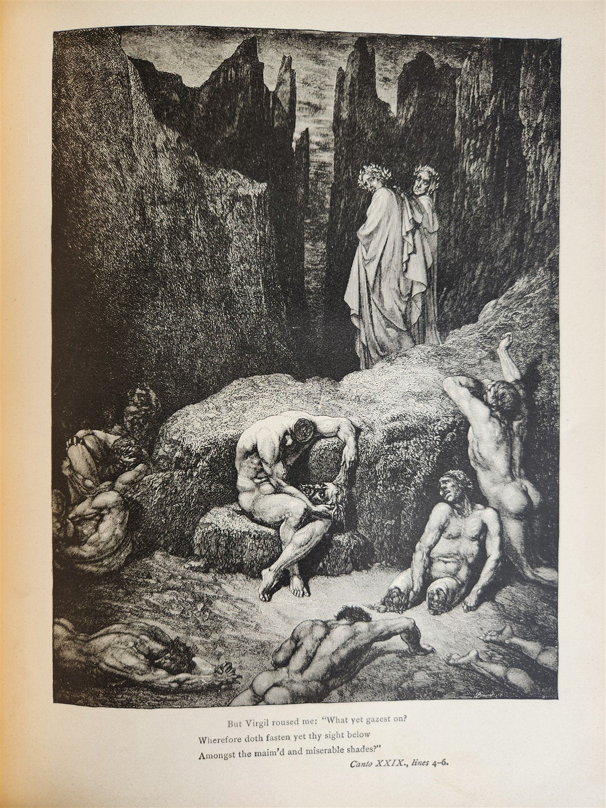 1880s DANTE'S INFERNO ILLUSTRATED by GUSTAVE DORE antique FOLIO