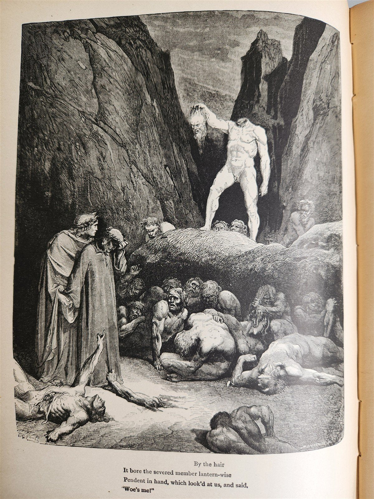 1880s DANTE'S INFERNO ILLUSTRATED by GUSTAVE DORE antique FOLIO