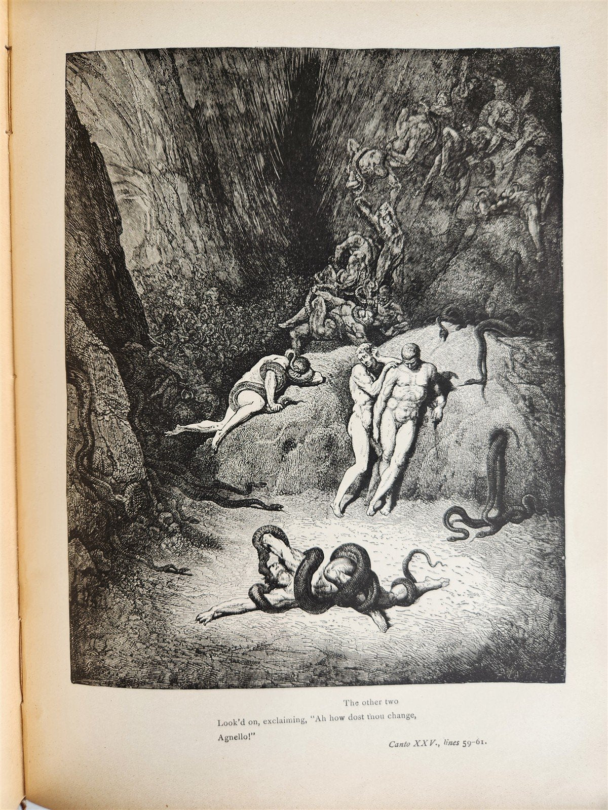1880s DANTE'S INFERNO ILLUSTRATED by GUSTAVE DORE antique FOLIO