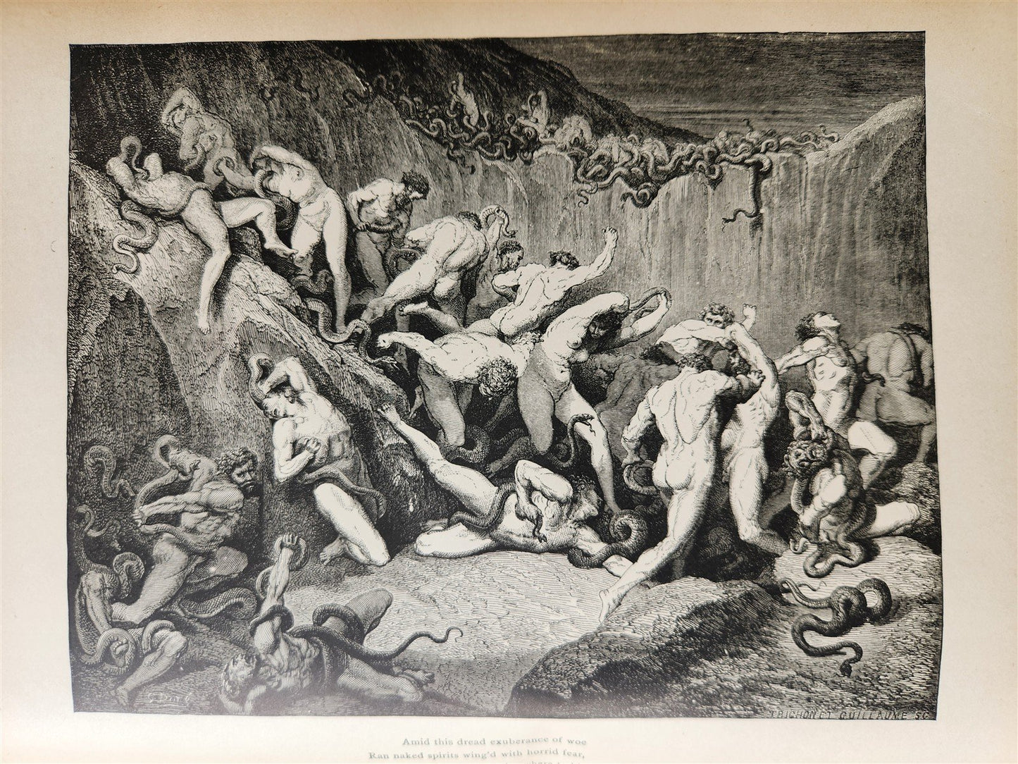 1880s DANTE'S INFERNO ILLUSTRATED by GUSTAVE DORE antique FOLIO