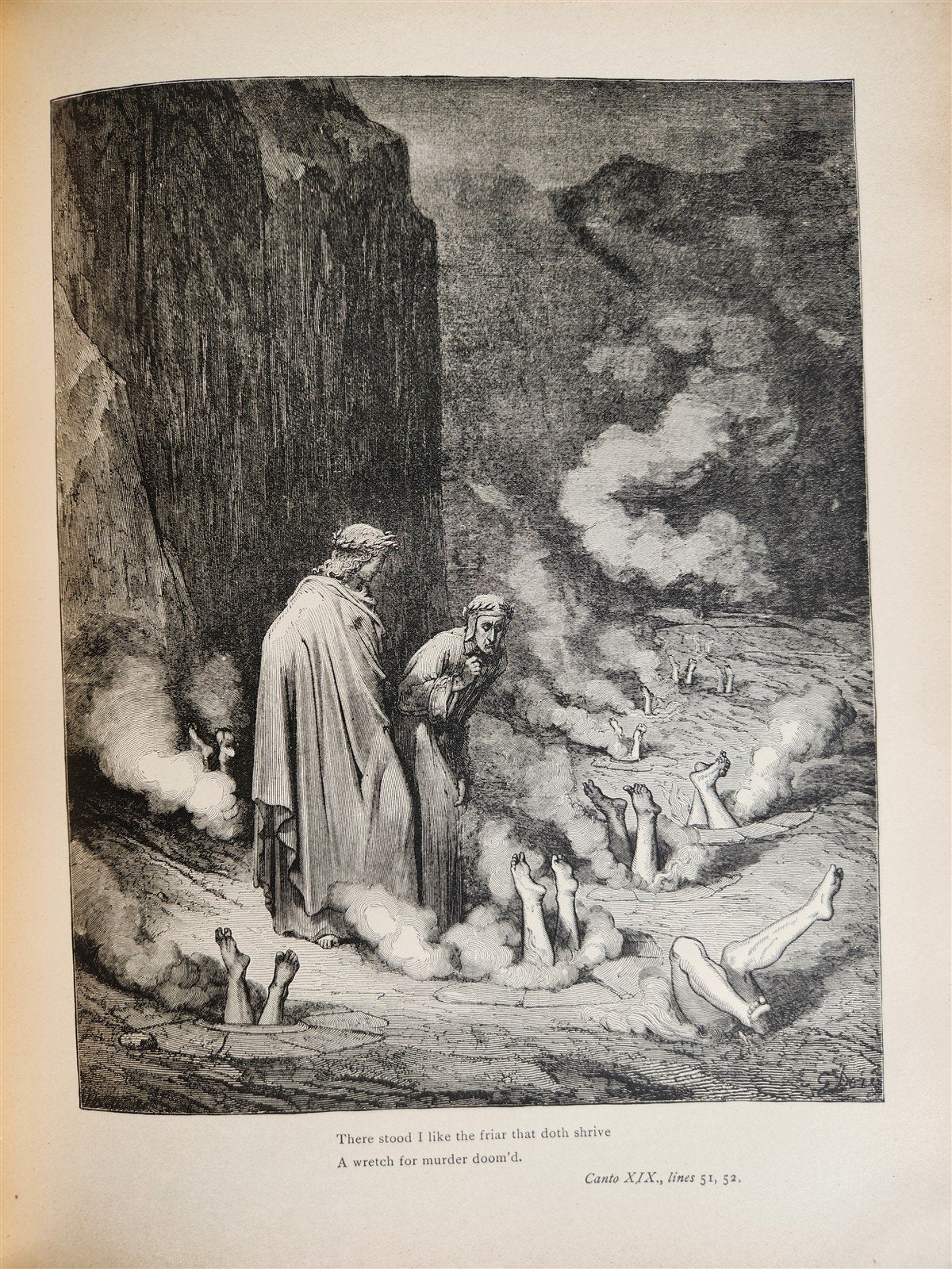 1880s DANTE'S INFERNO ILLUSTRATED by GUSTAVE DORE antique FOLIO