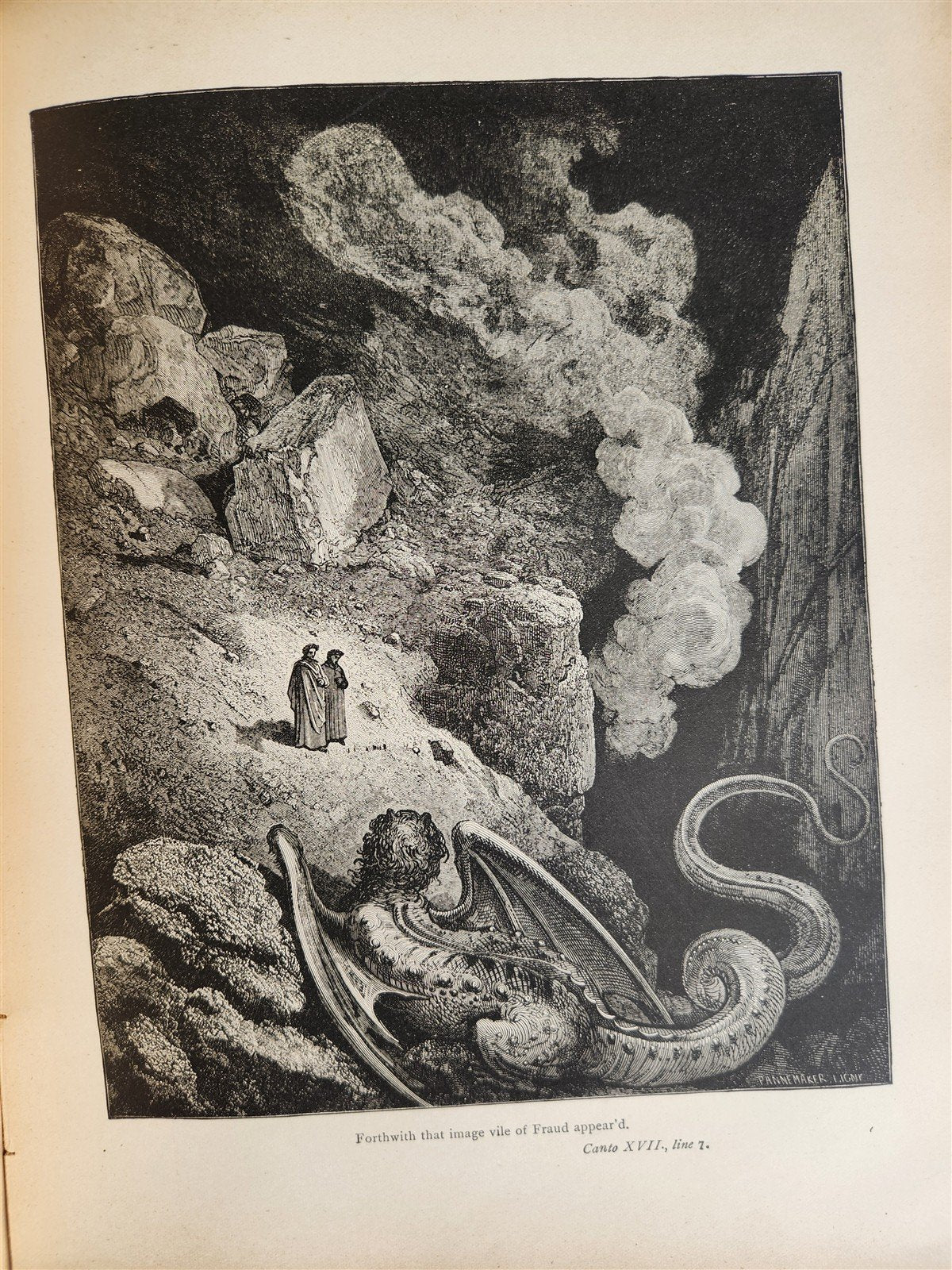 1880s DANTE'S INFERNO ILLUSTRATED by GUSTAVE DORE antique FOLIO