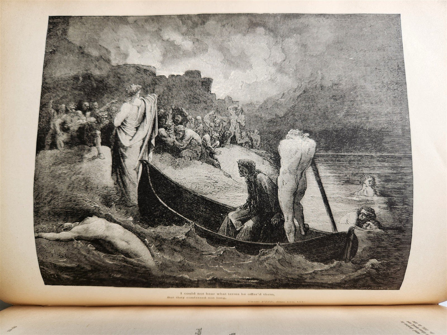1880s DANTE'S INFERNO ILLUSTRATED by GUSTAVE DORE antique FOLIO