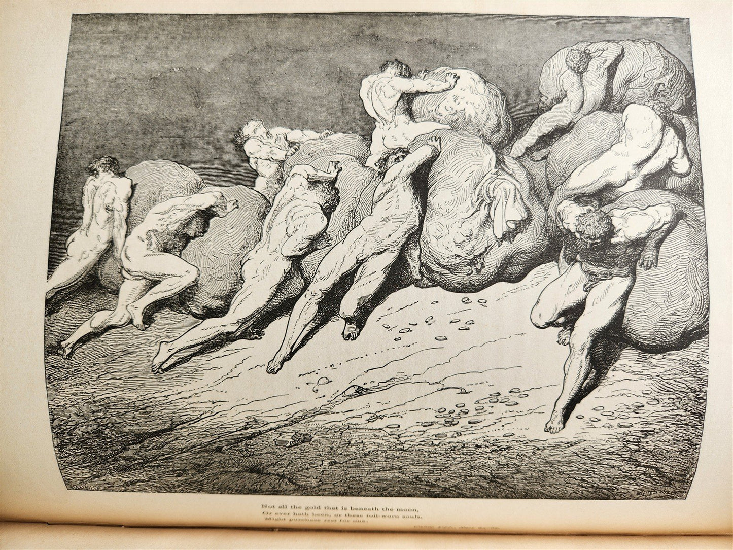 1880s DANTE'S INFERNO ILLUSTRATED by GUSTAVE DORE antique FOLIO