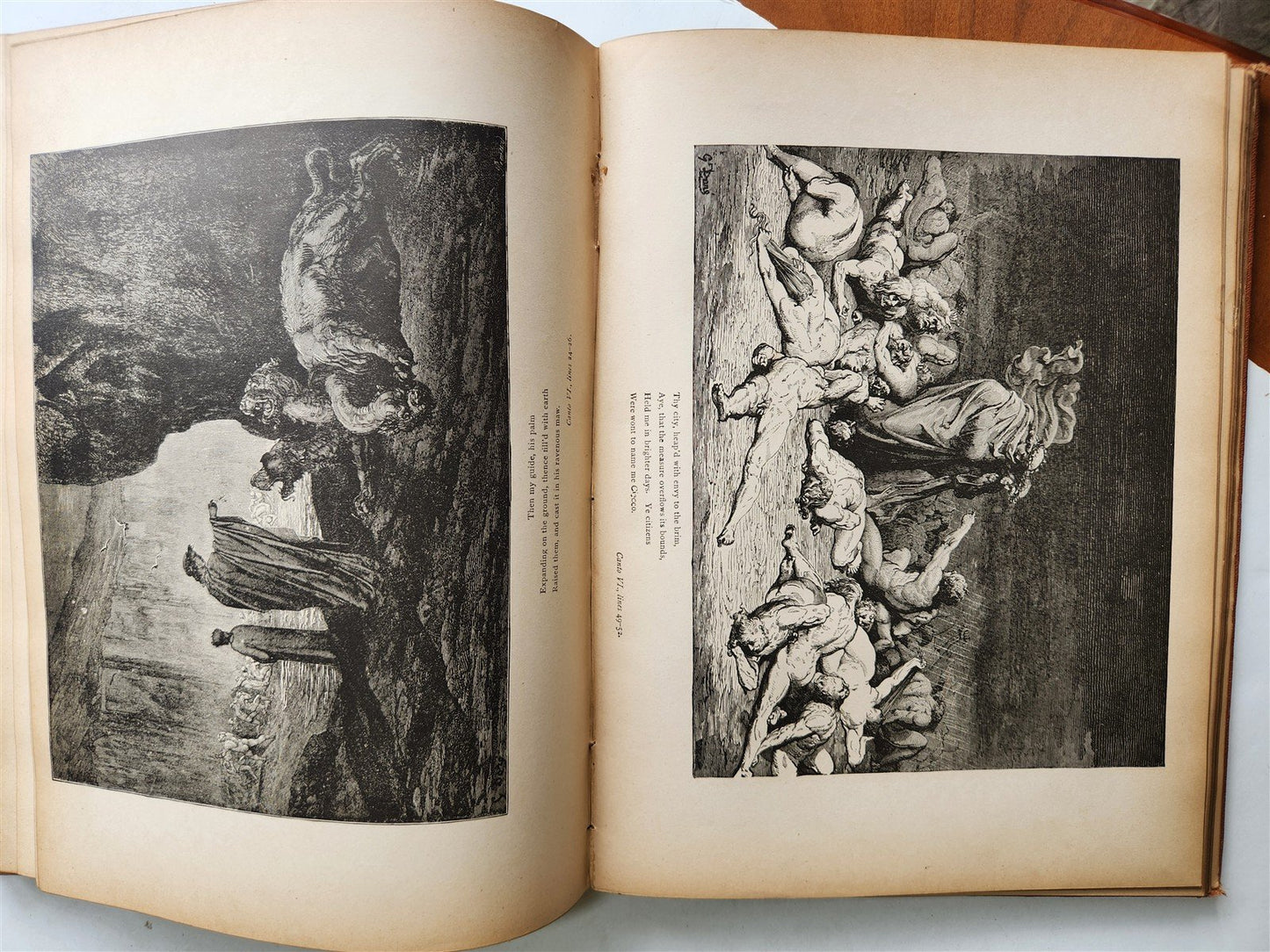 1880s DANTE'S INFERNO ILLUSTRATED by GUSTAVE DORE antique FOLIO