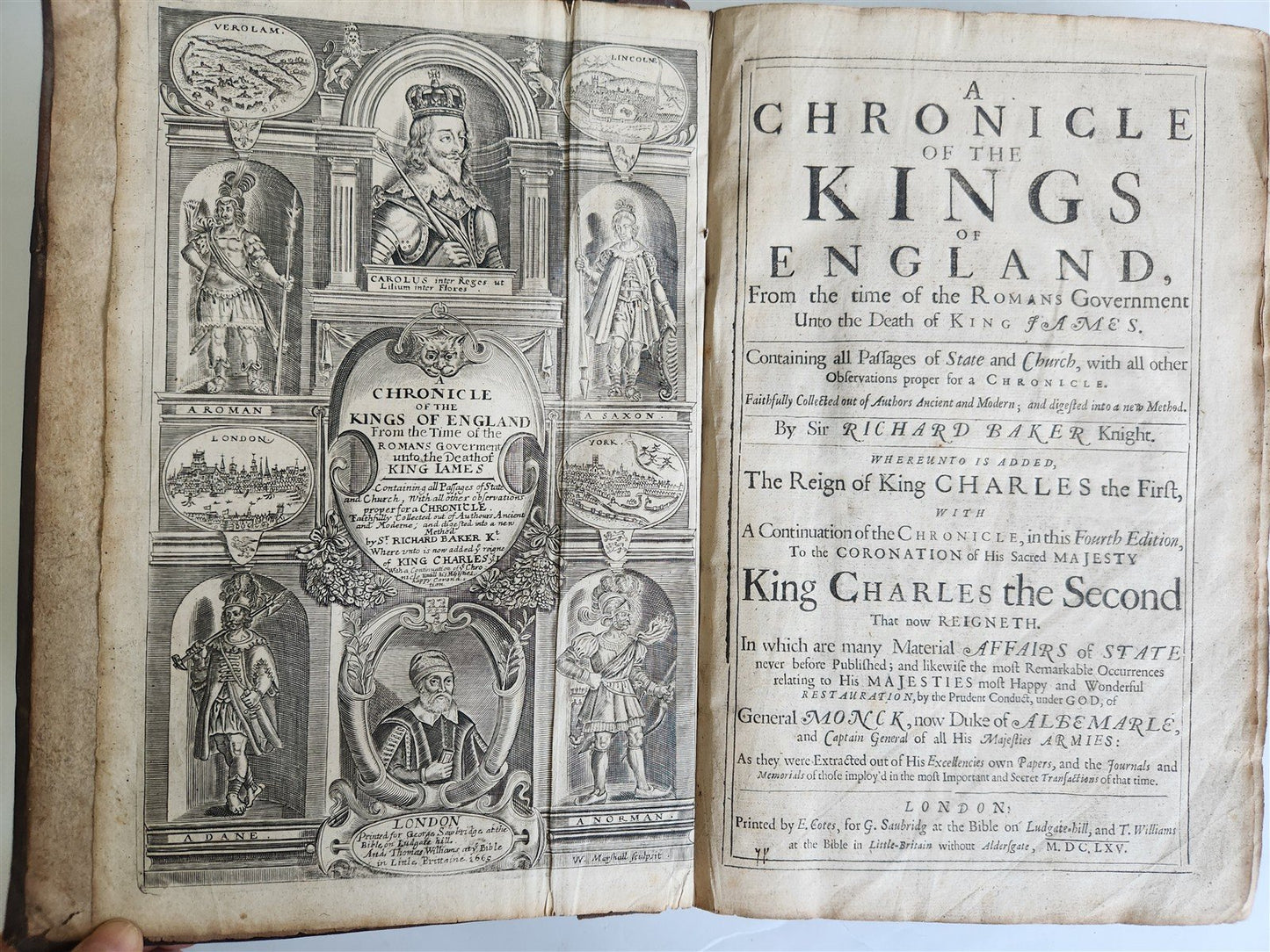 1665 CHRONICLE of the KINGS of ENGLAND by RICHARD BAKER antique FOLIO in English