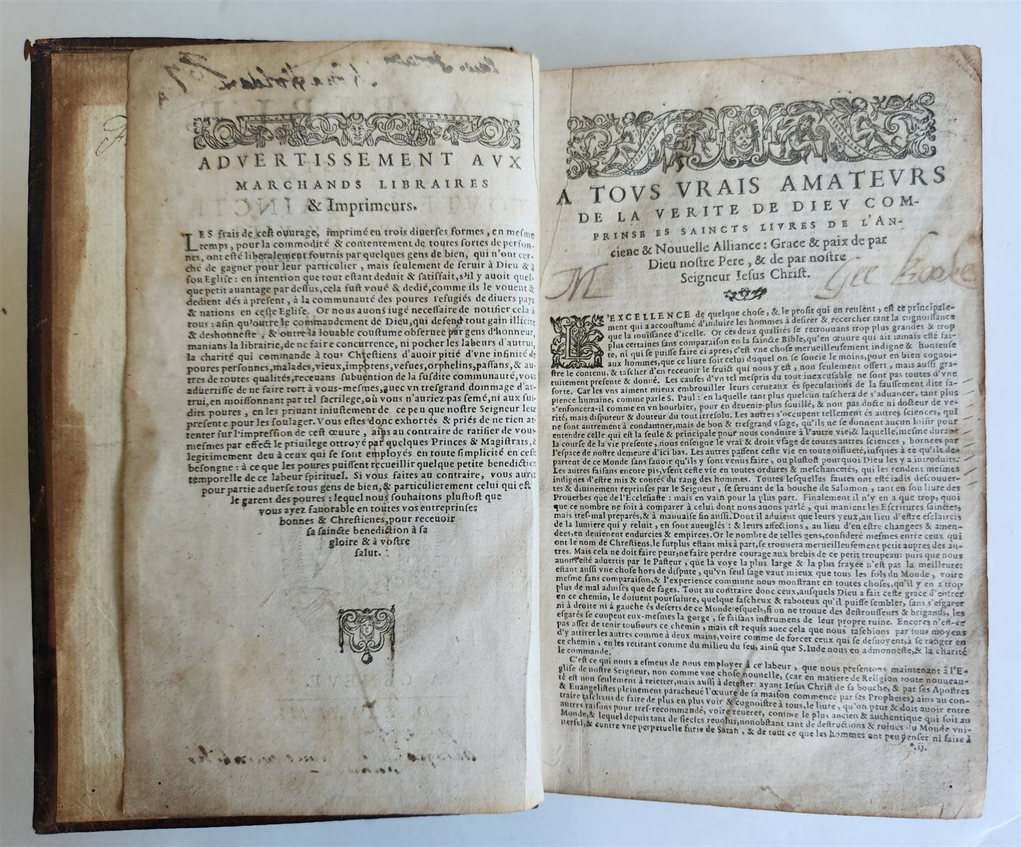 1588 BIBLE in FRENCH antique 16th CENTURY OLD & NEW TESTAMENT