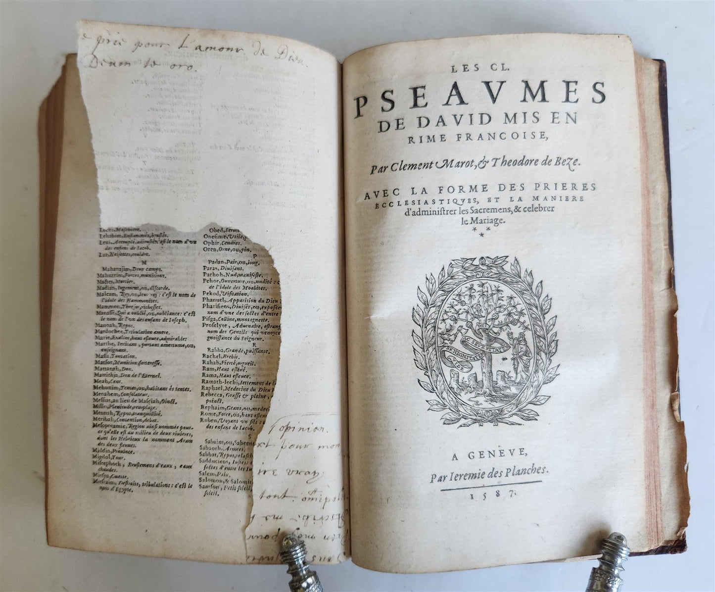 1588 BIBLE in FRENCH antique 16th CENTURY OLD & NEW TESTAMENT
