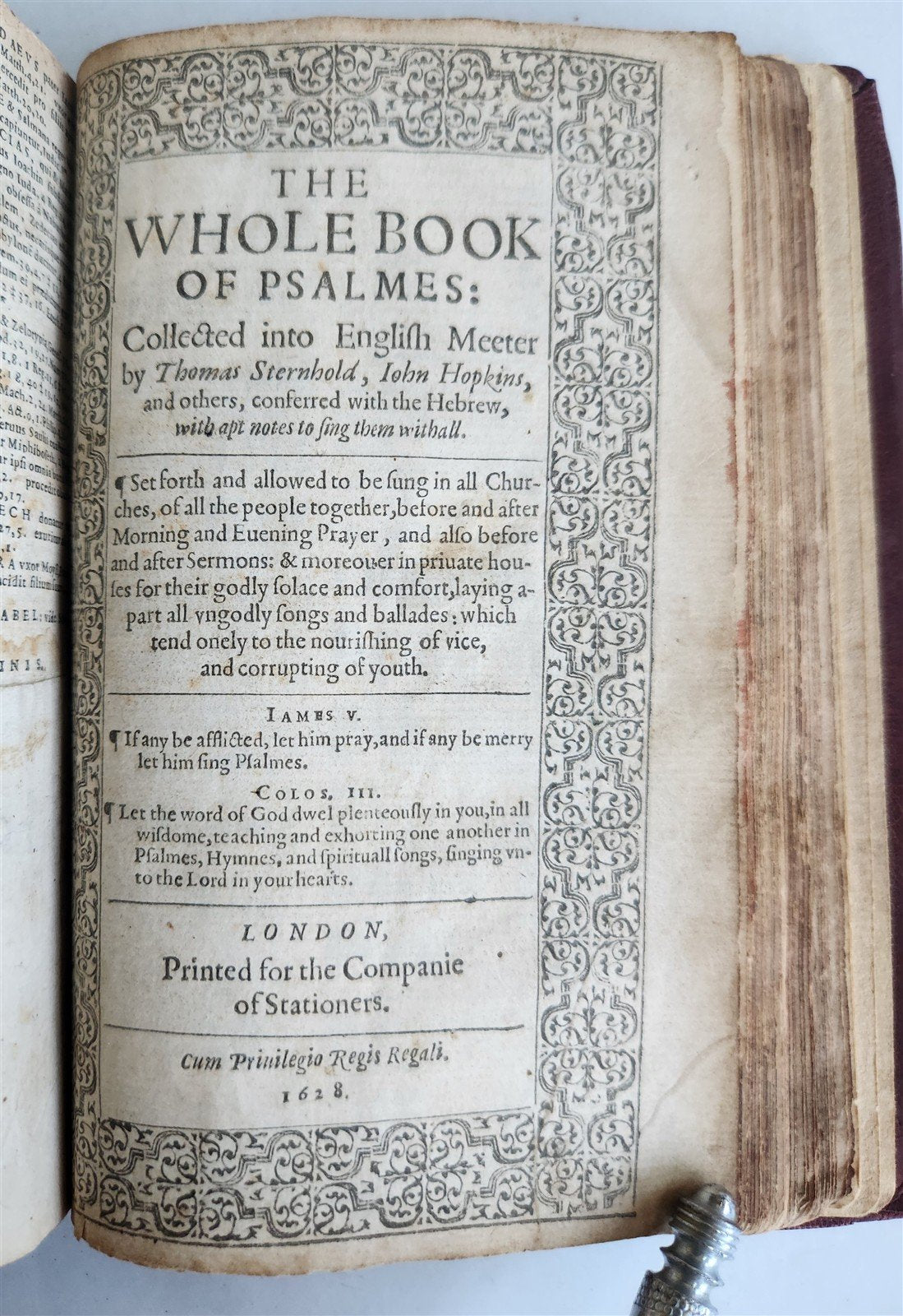 1574 BIBLE LATIN PLANTIN PRESS & 1627 BOOK of COMMON PRAYER in ENGLISH antique