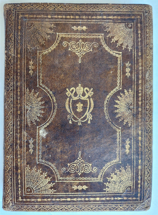 1924 MANUSCRIPT BOOK in ENGLISH antique PAPACY COAT of ARMS BINDING