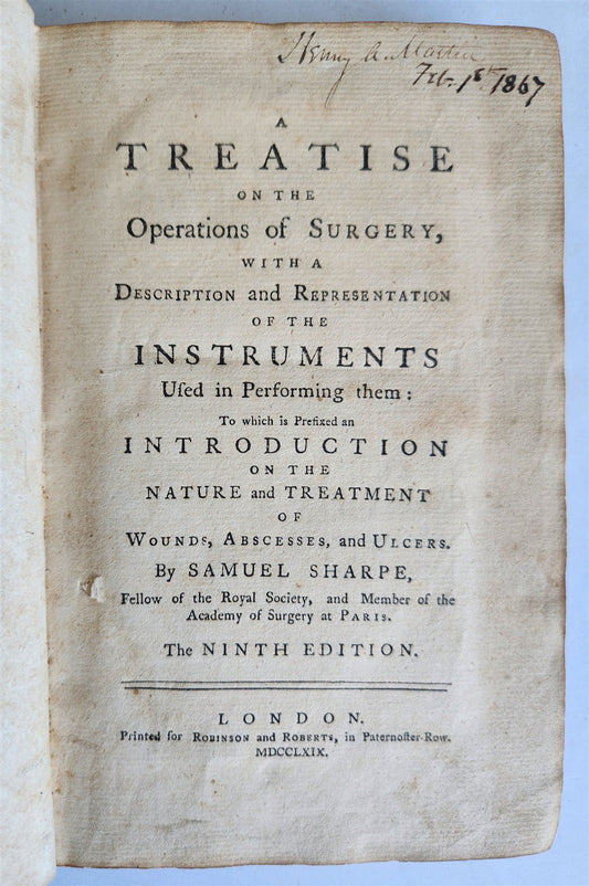 1769 TREATISE on OPERATIONS of SURGERY in ENGLISH antique ILLUSTRATED